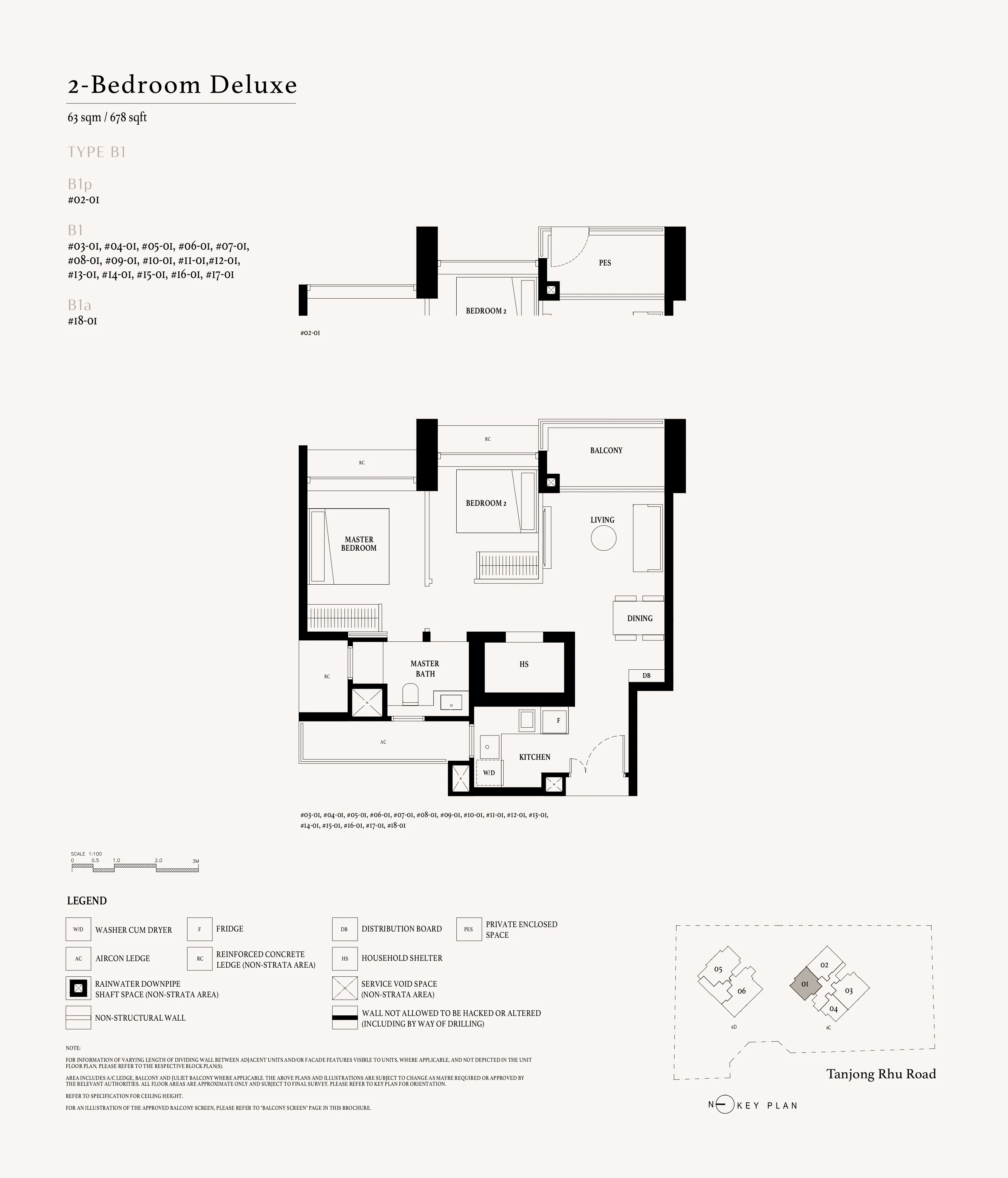 Arina East Residences 2-Bedroom Deluxe Type B1 floor plan