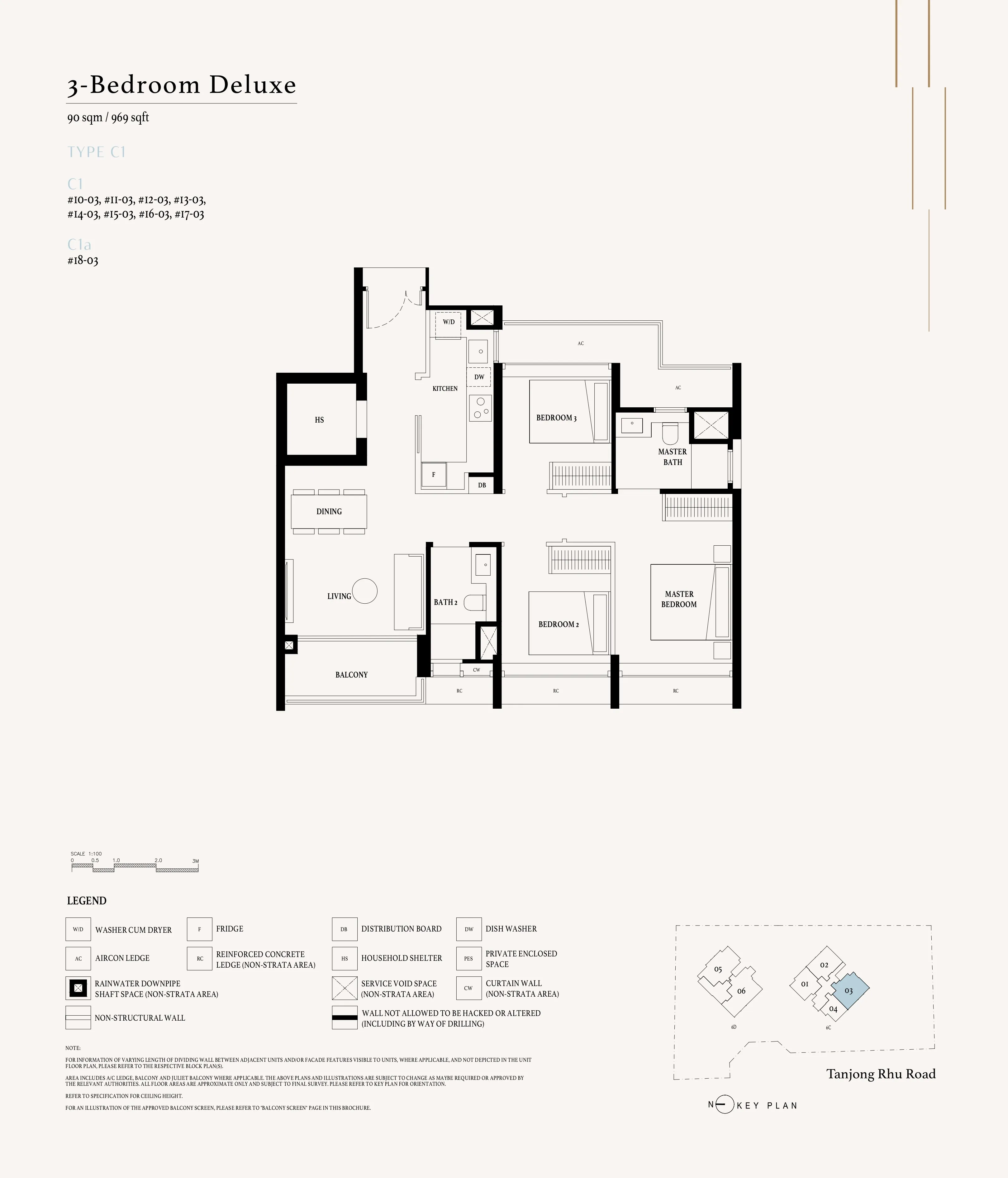 Arina East Residences 3-Bedroom Deluxe Type C1 floor plan