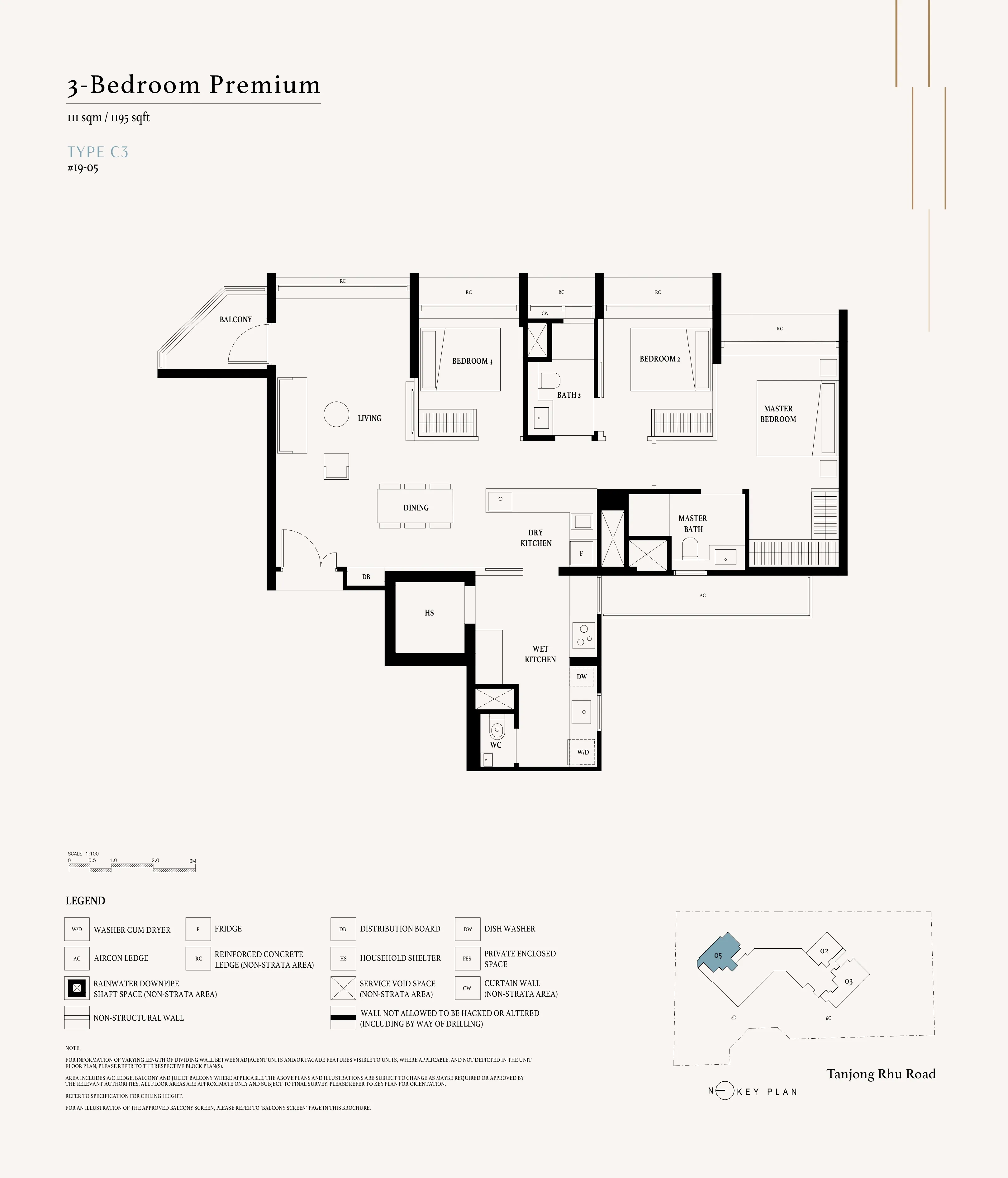 Arina East Residences 3-Bedroom Premium Type C3 floor plan