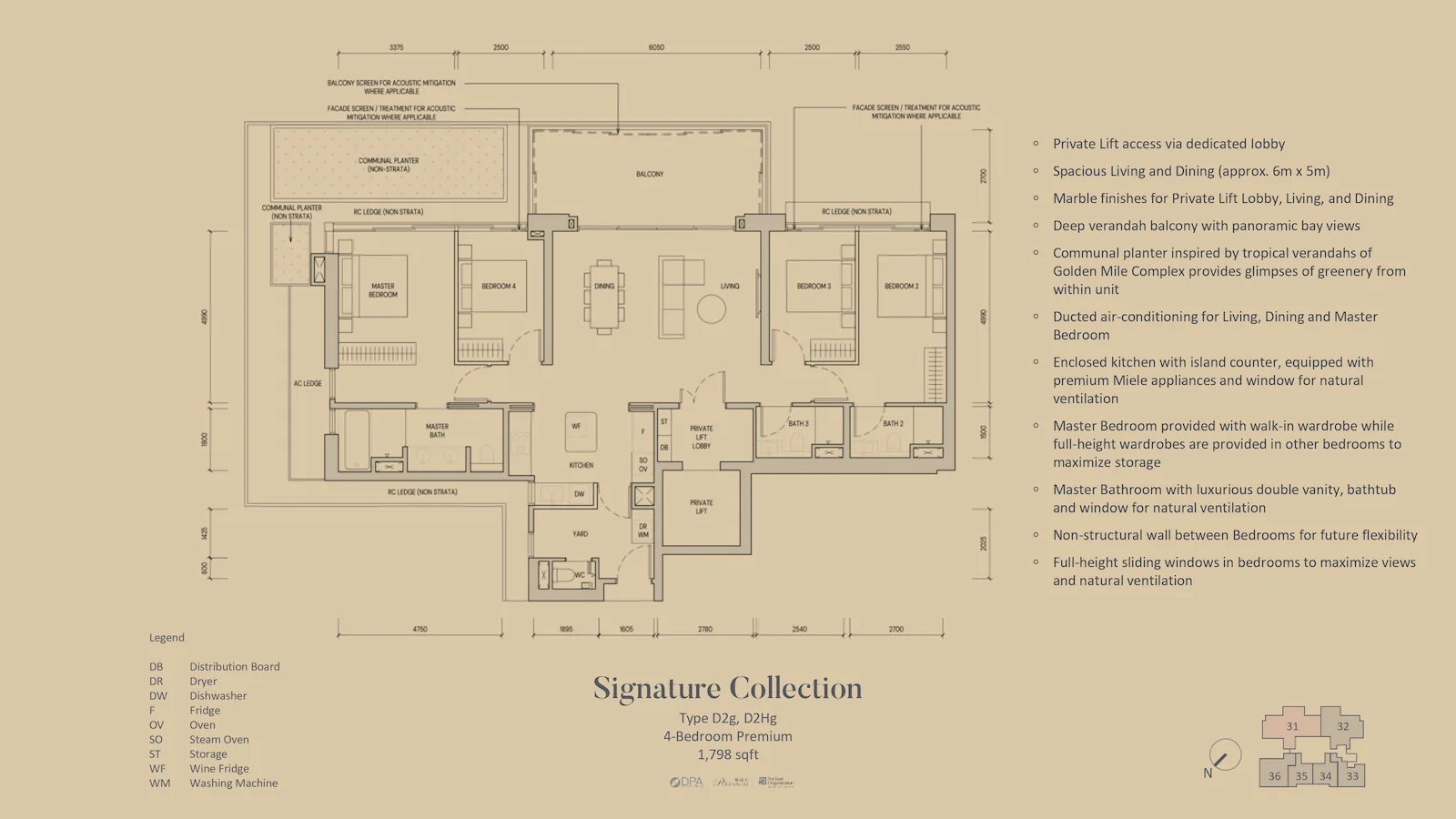 Aurea 4-bedroom Type D2g (planter-adjacent) floor plan, Singapore.