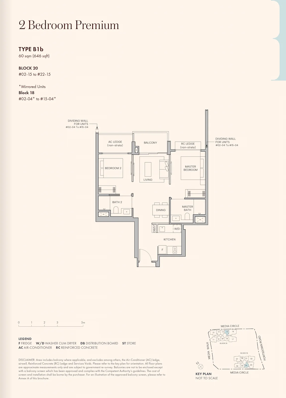 Hudson Place Residences 2-Bedroom Premium Type B1b floor plan.