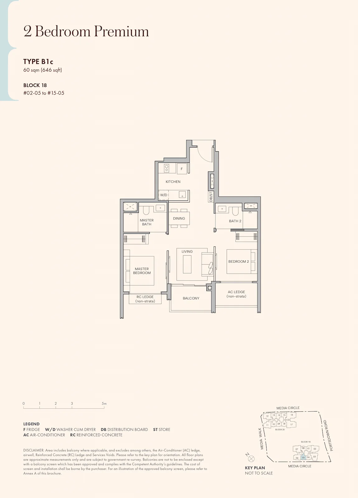 Hudson Place Residences 2-Bedroom Premium Type B1c floor plan.