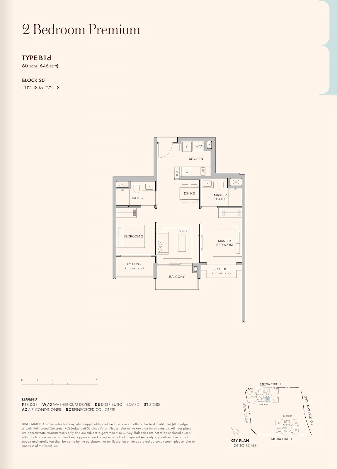 Hudson Place Residences 2-Bedroom Premium Type B1d floor plan.