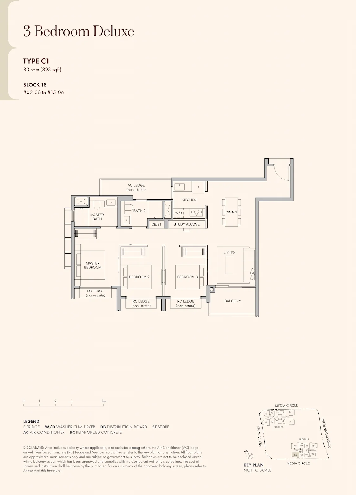 Hudson Place Residences 3-Bedroom Deluxe Type C1 floor plan.