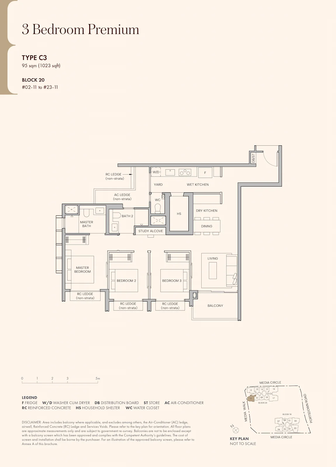 Hudson Place Residences 3-Bedroom Premium Type C3 floor plan.