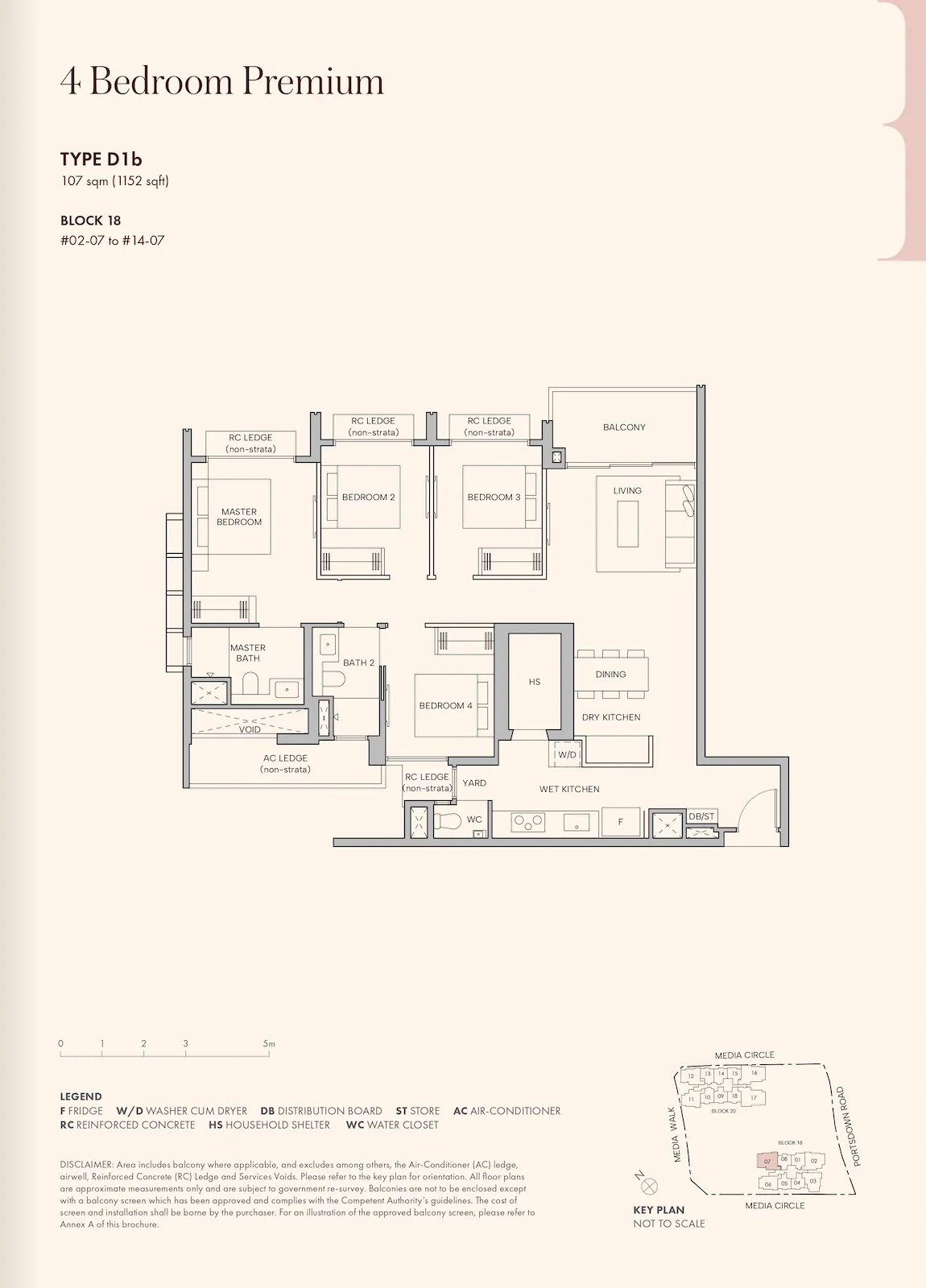 Hudson Place Residences 4-Bedroom Premium Type D1b floor plan.