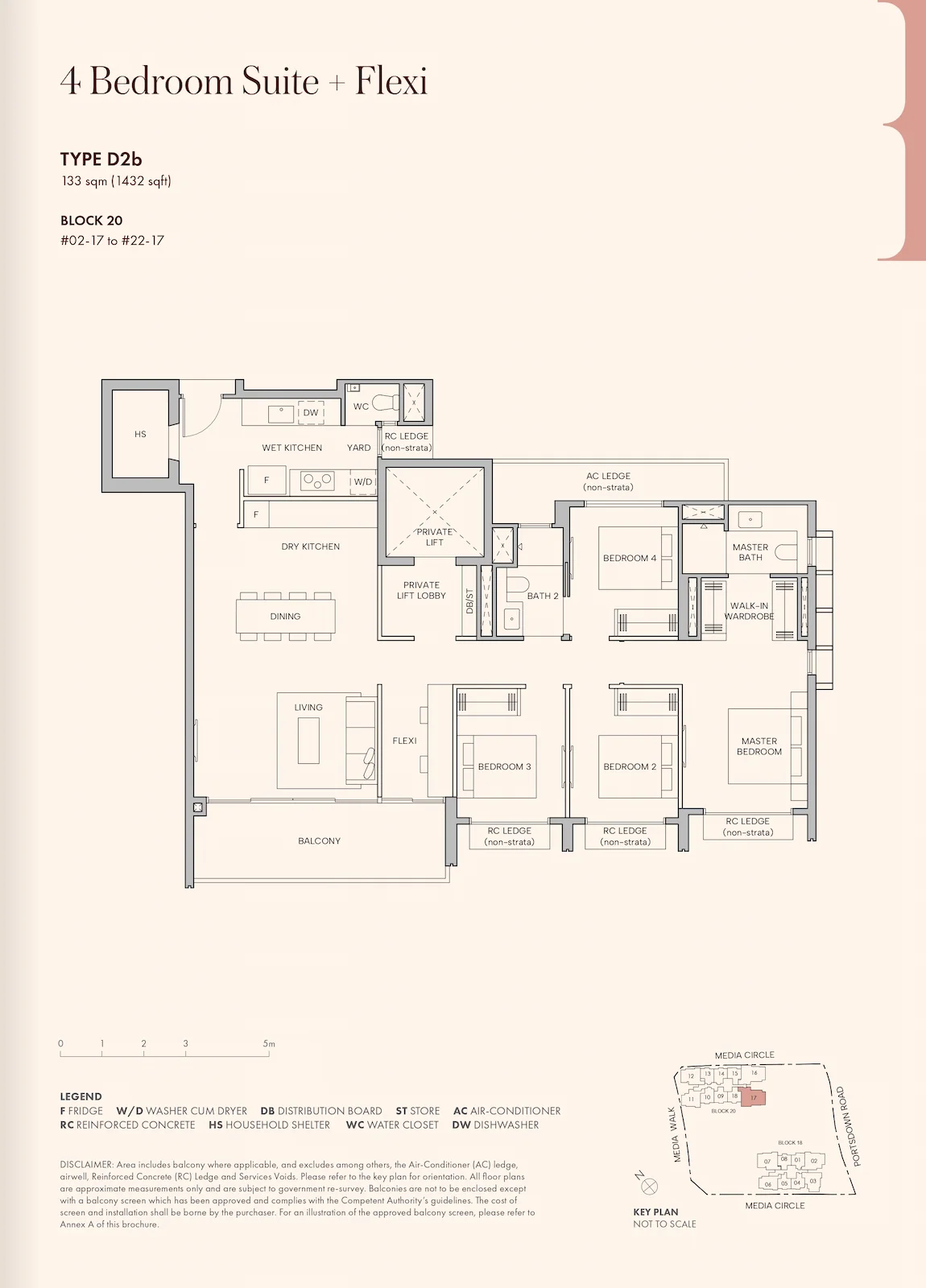 Hudson Place Residences 4-Bedroom Suite plus Flexi Type D2b floor plan.