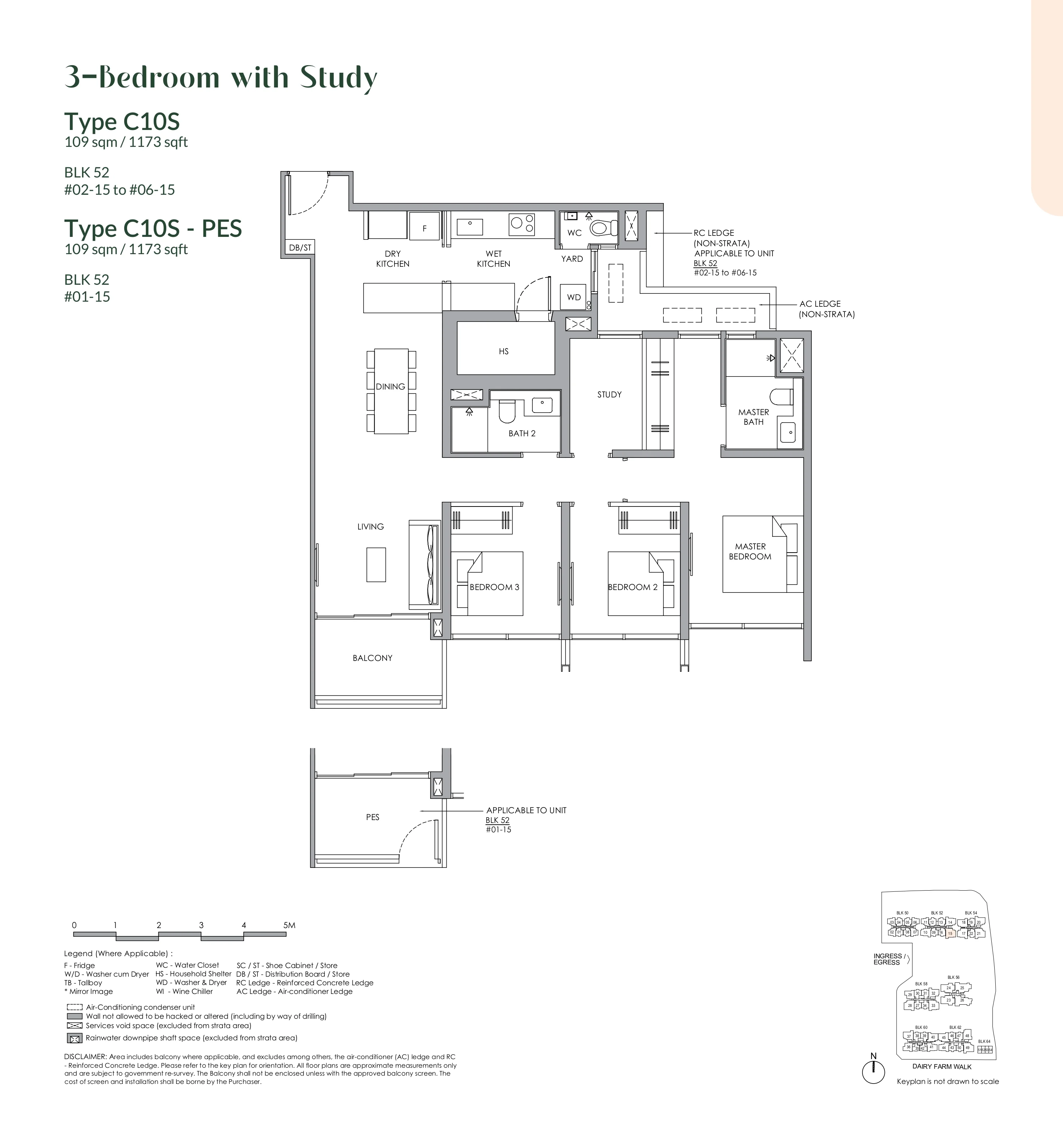 Narra Residences 3-Bedroom Plus Study Type C10S Floor Plan