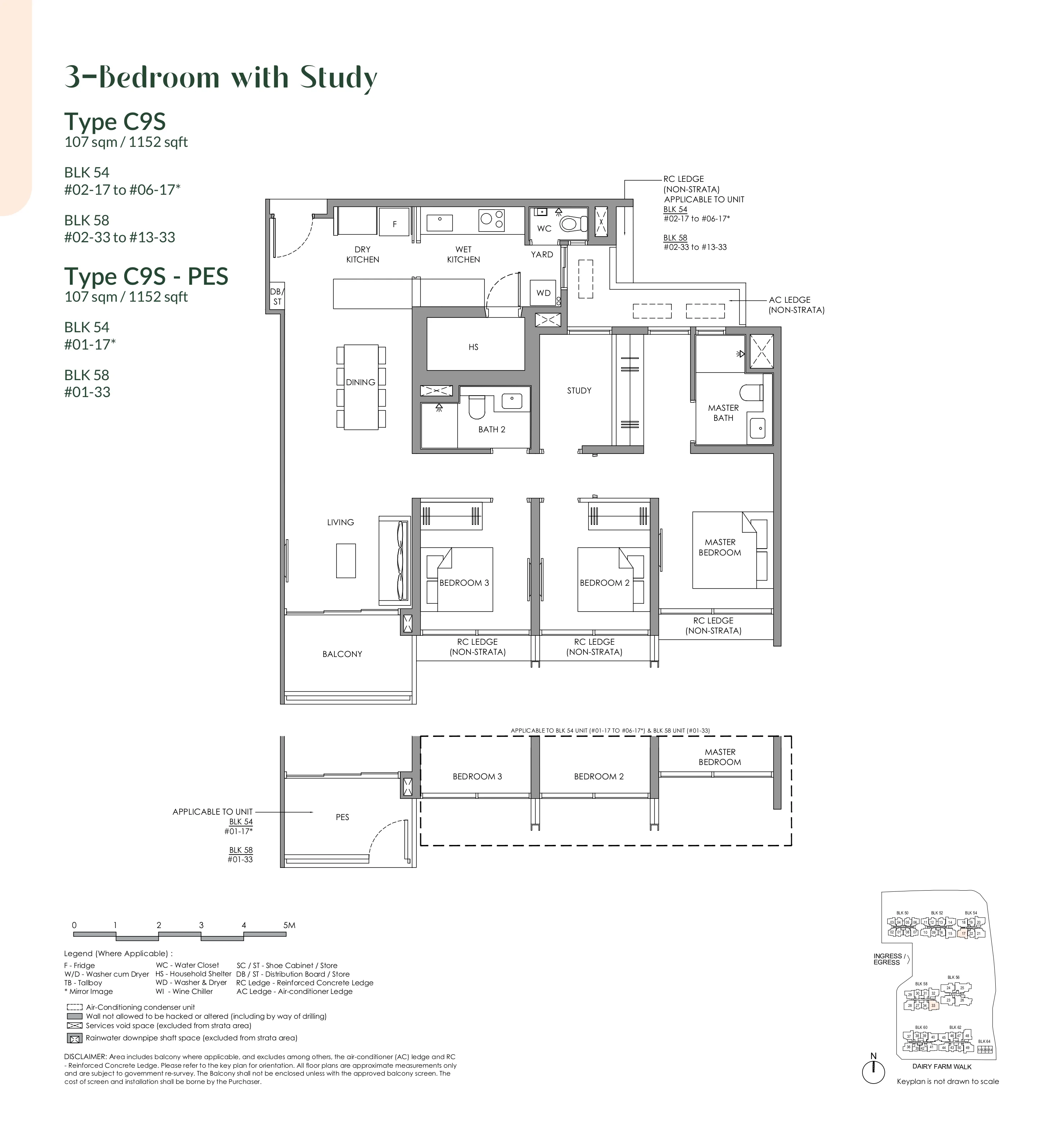 Narra Residences 3-Bedroom Plus Study Type C9S Floor Plan