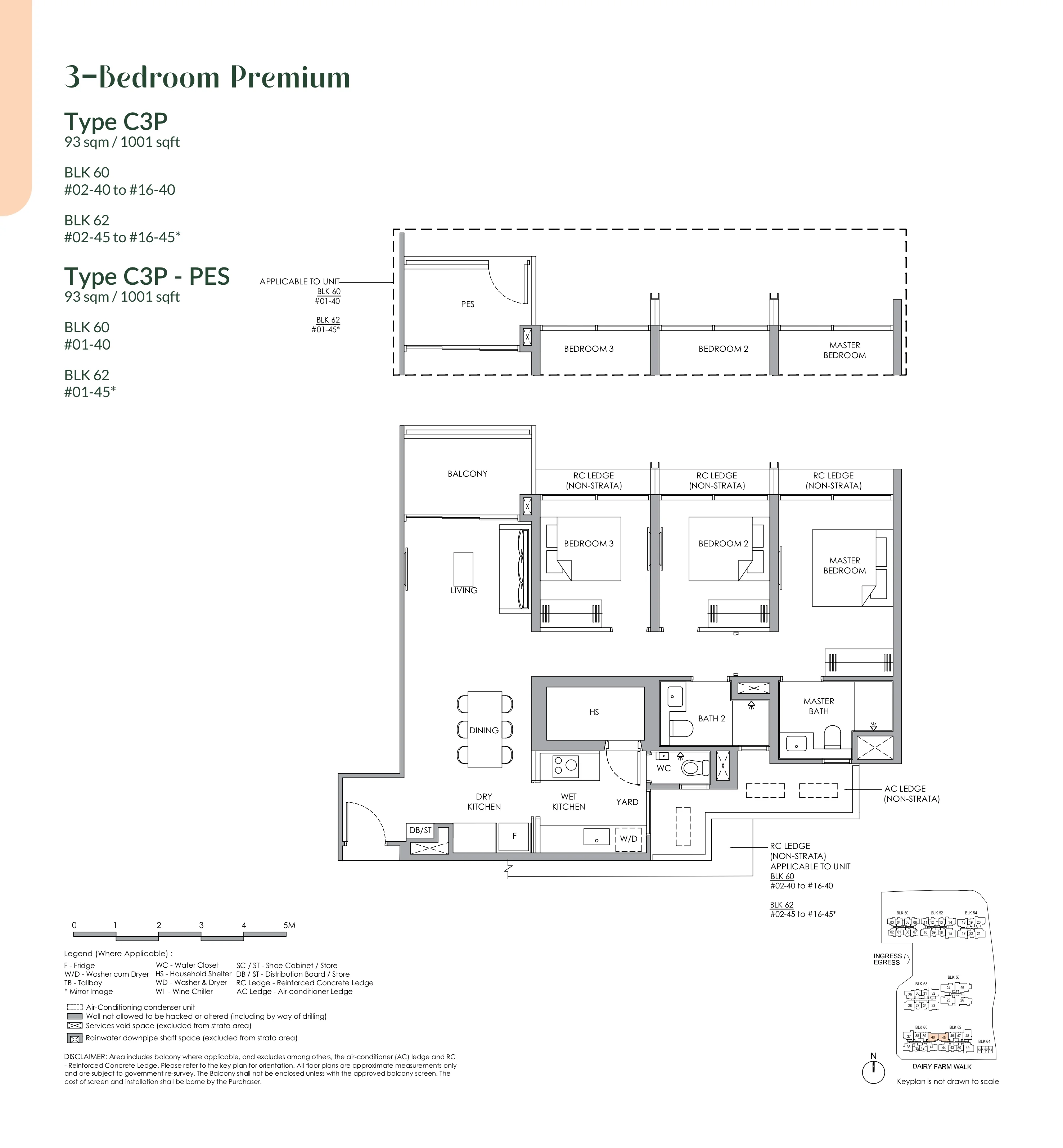 Narra Residences 3-Bedroom Premium Type C3P Floor Plan