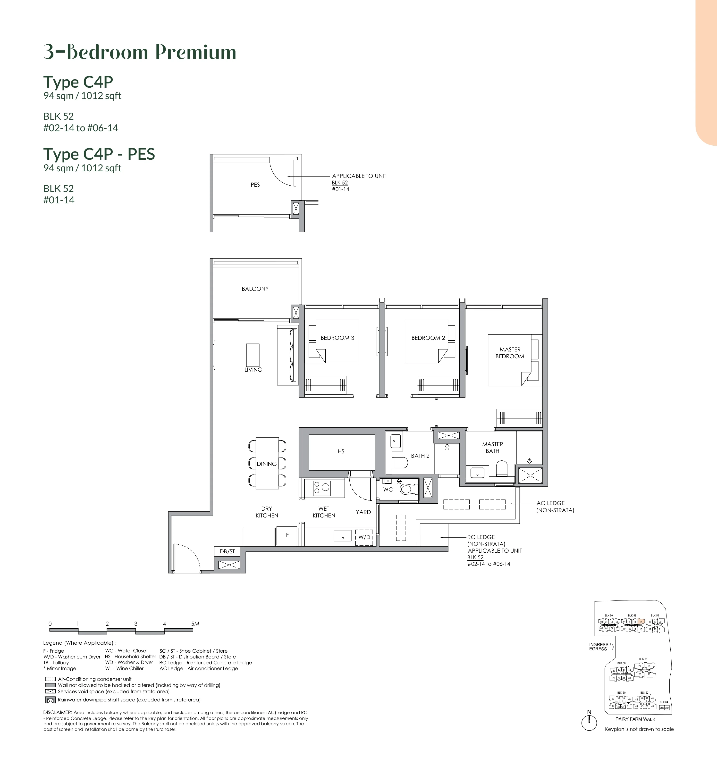 Narra Residences 3-Bedroom Premium Type C4P Floor Plan