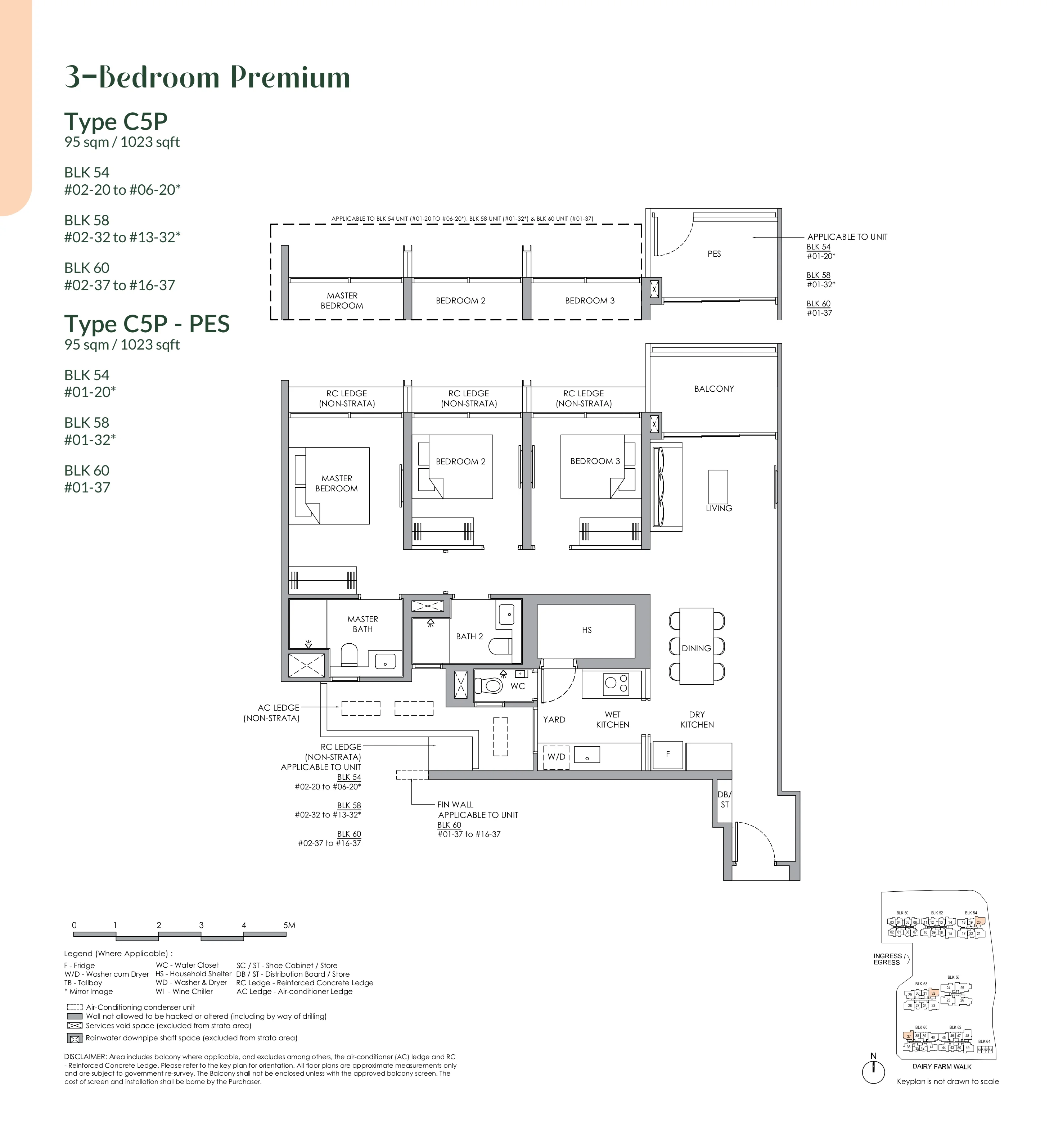 Narra Residences 3-Bedroom Premium Type C5P Floor Plan