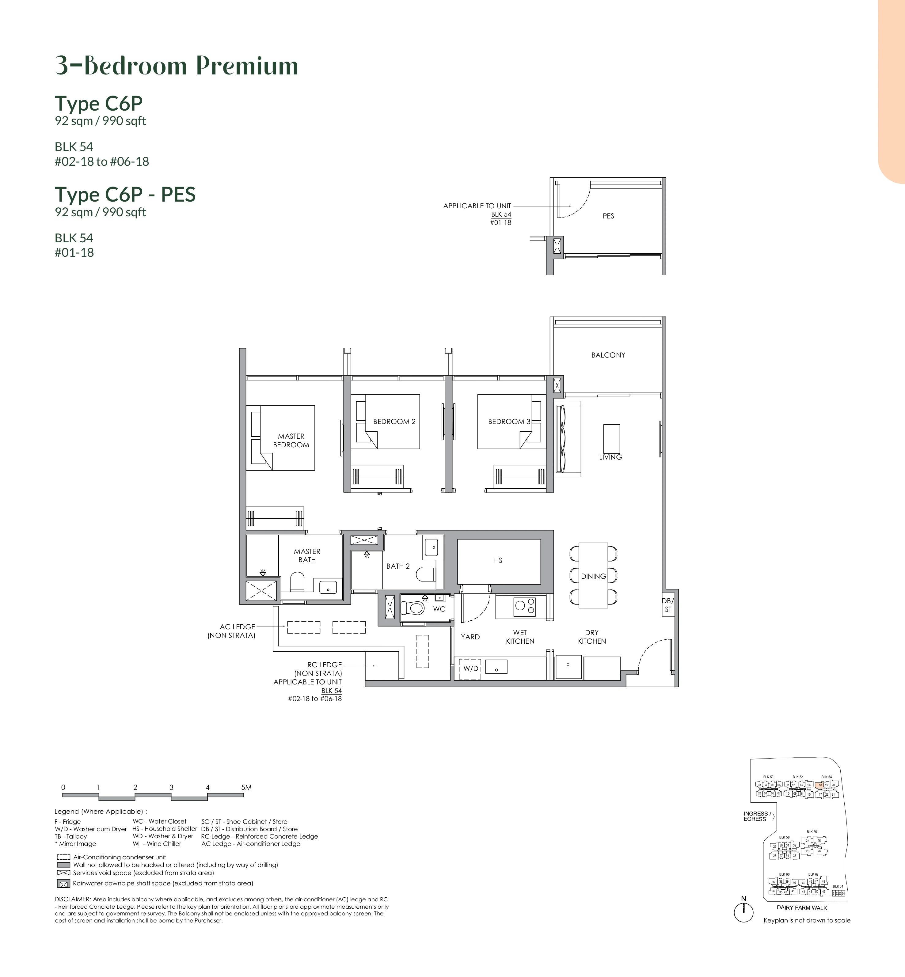 Narra Residences 3-Bedroom Premium Type C6P Floor Plan