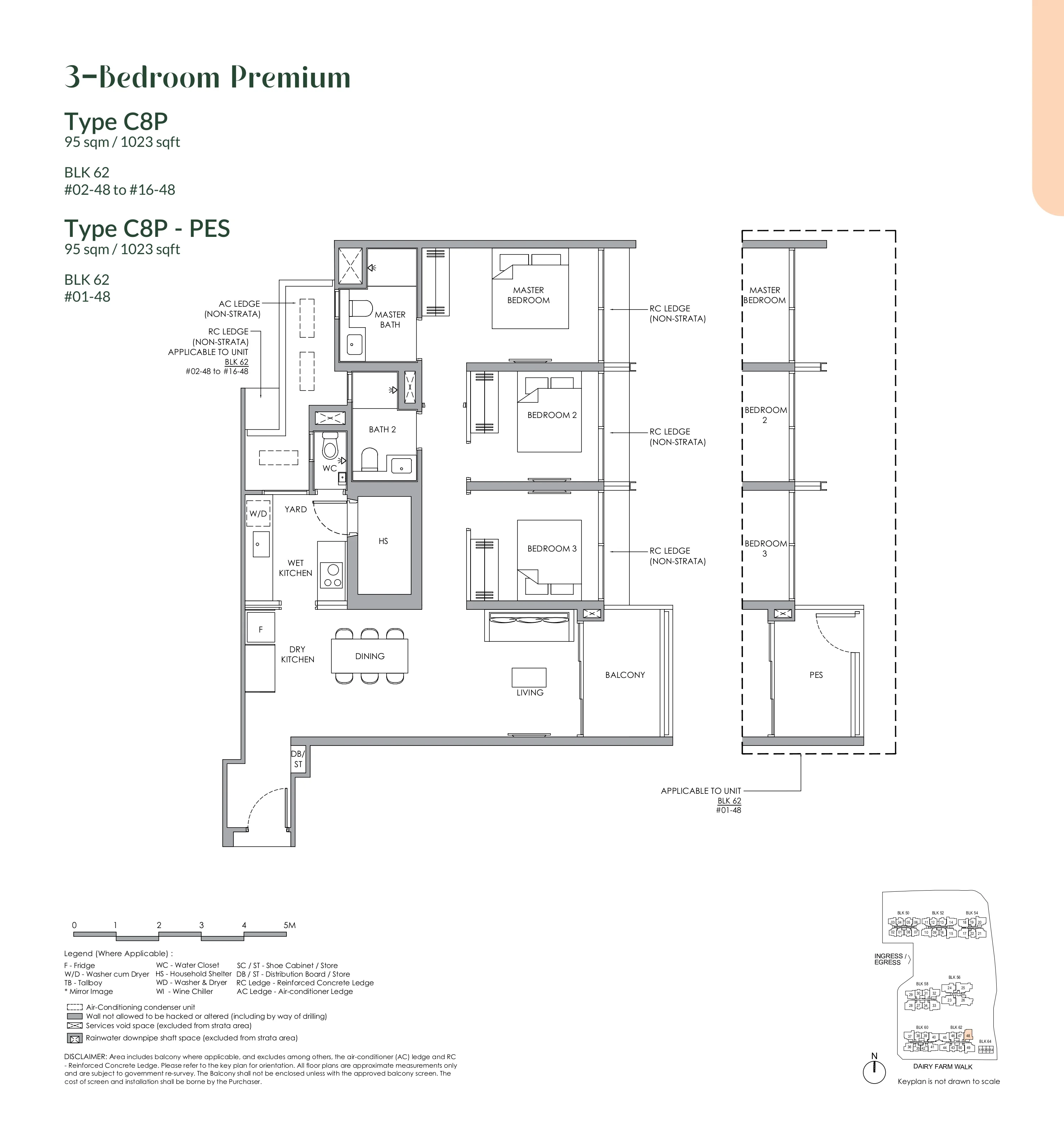 Narra Residences 3-Bedroom Premium Type C8P Floor Plan