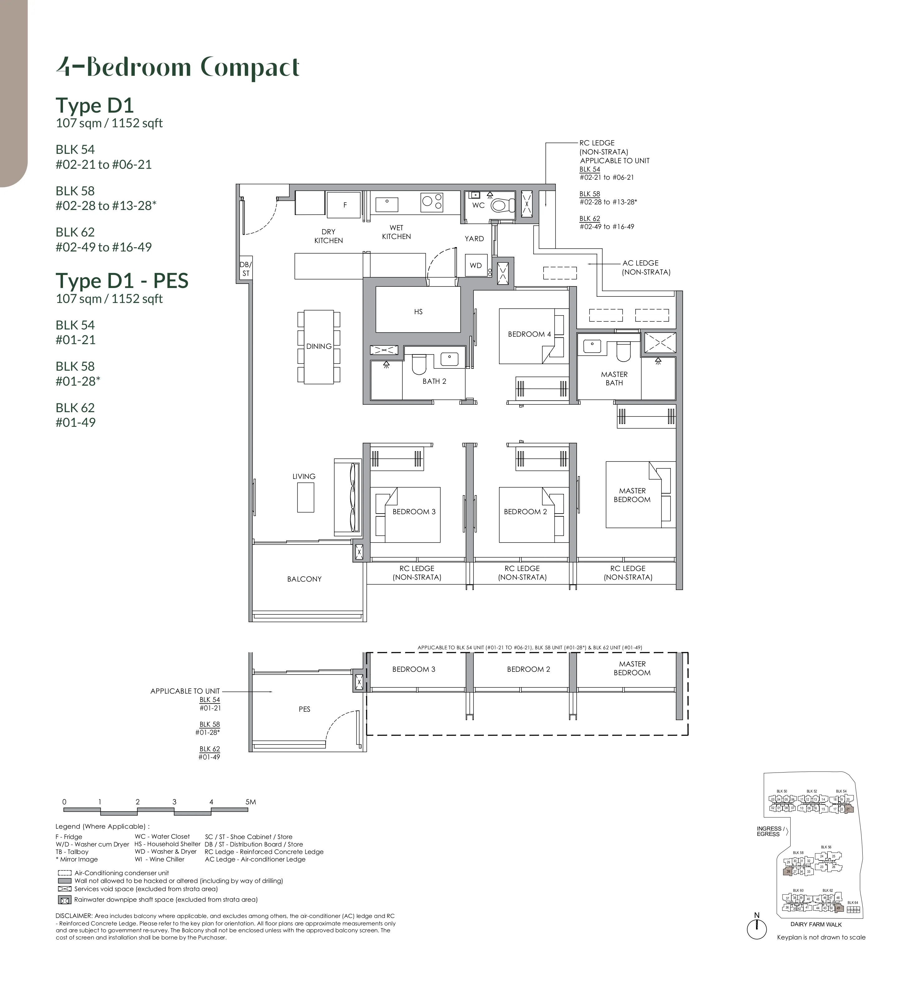 Narra Residences 4-Bedroom Compact Type D1 Floor Plan
