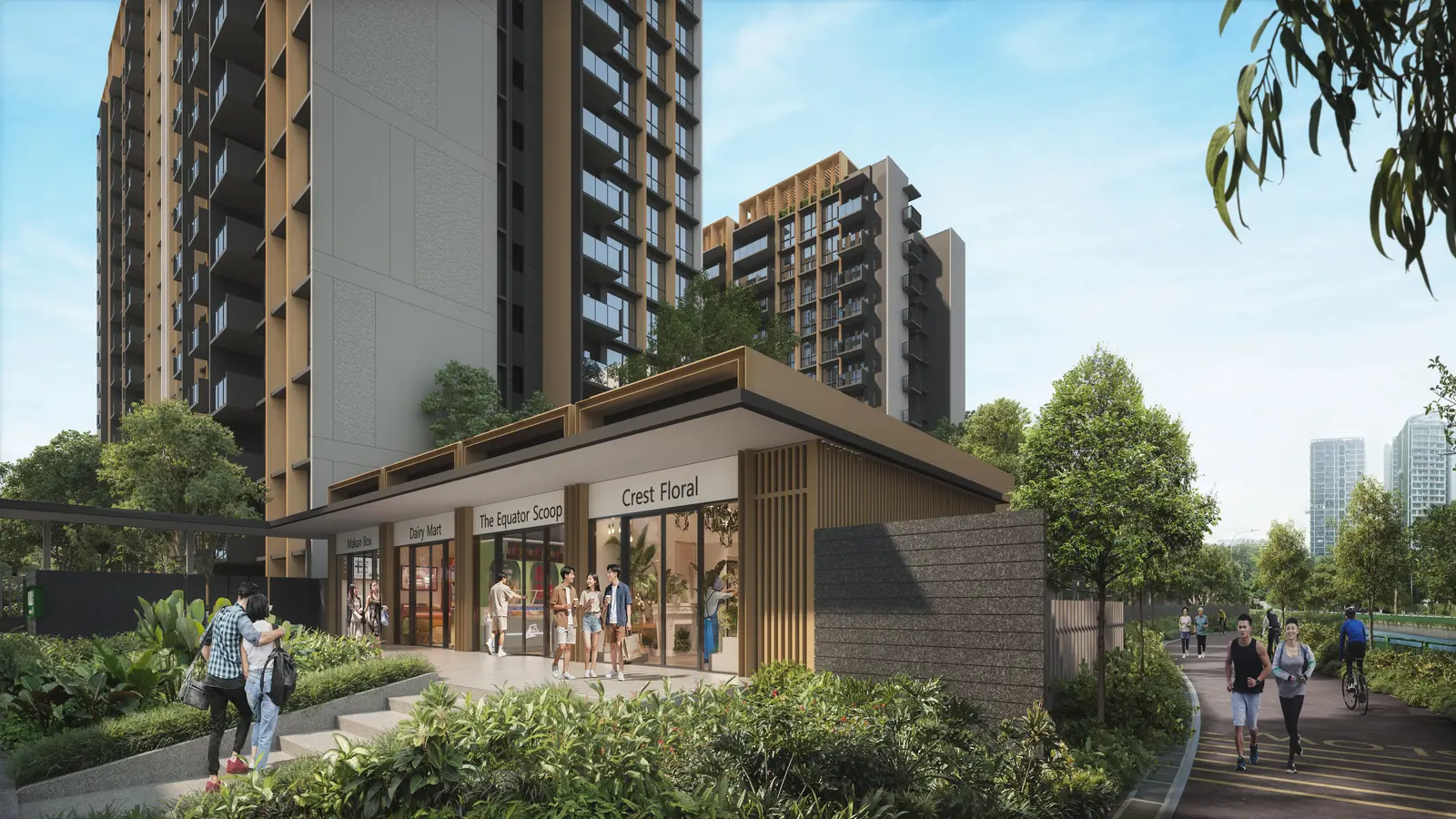 Ground floor commercial shops at Narra Residences.