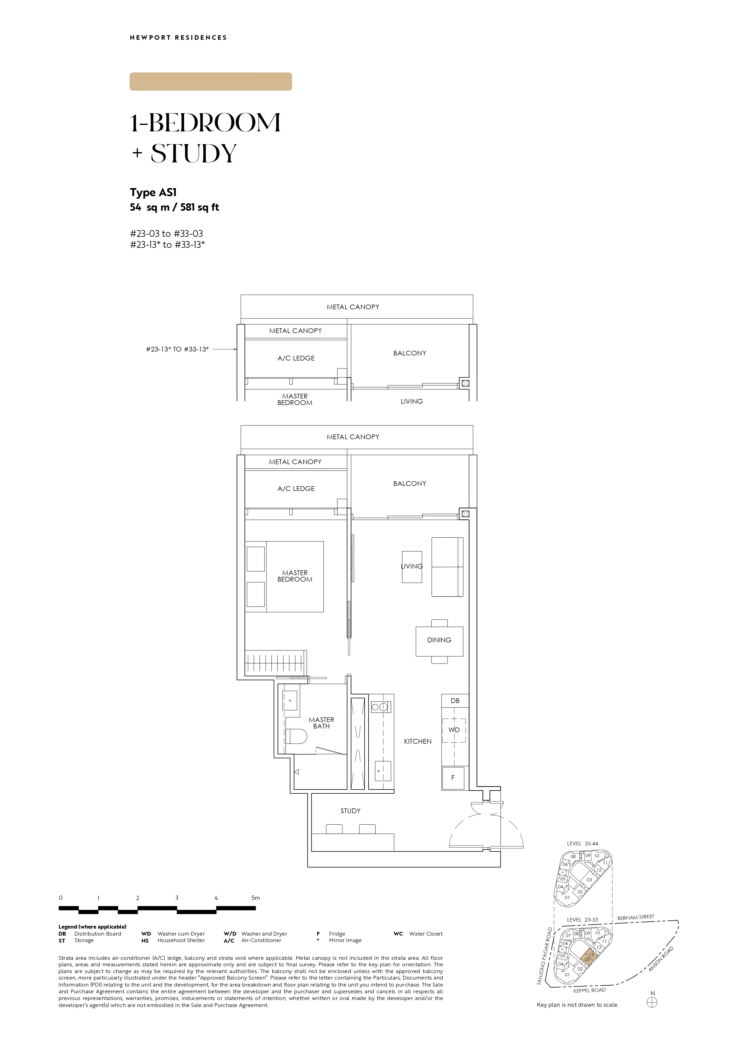 Newport Residences 1-Bedroom Plus Study Type AS1 - 581 sqft