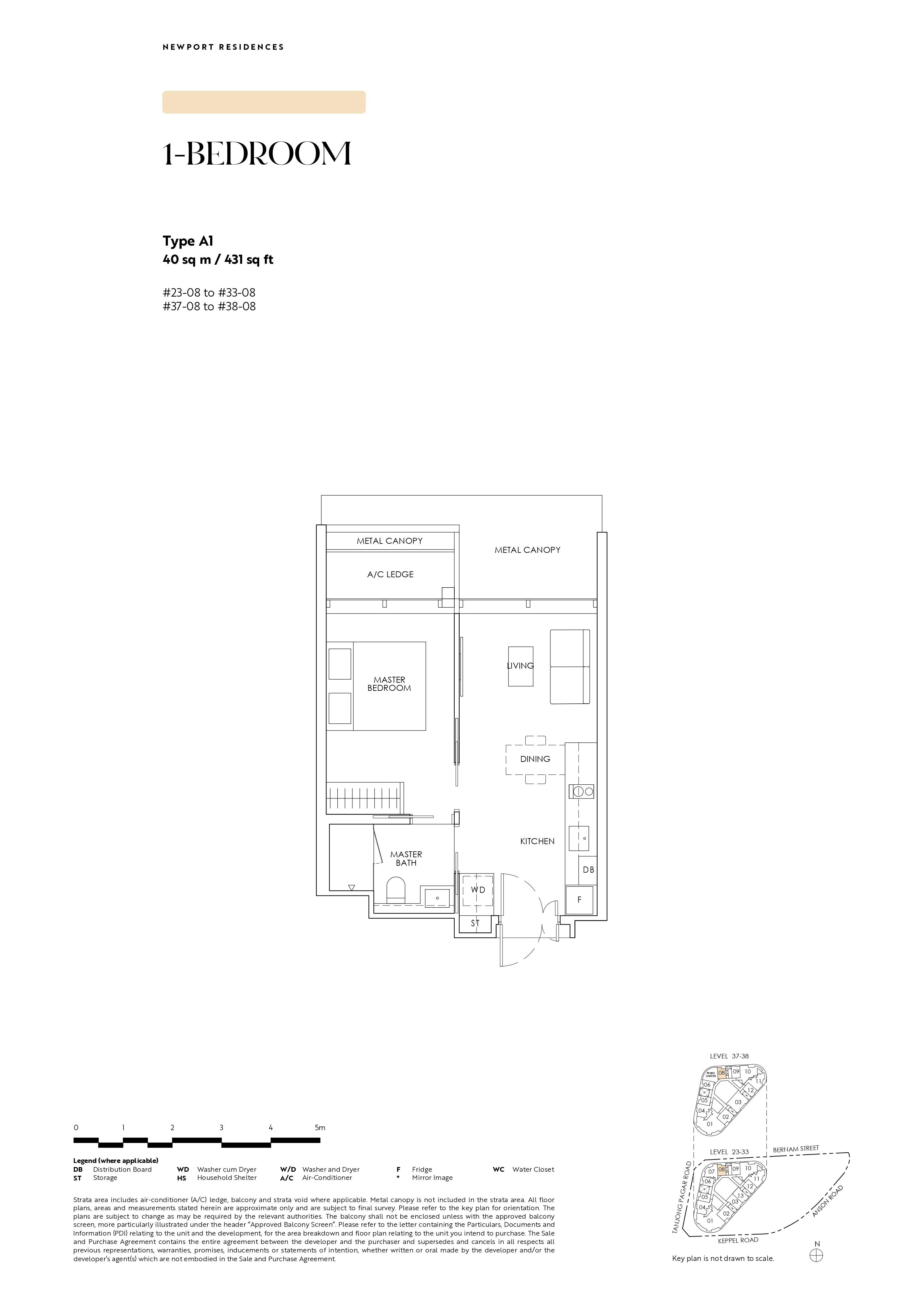 Newport Residences 1-Bedroom Type A1 floor plan