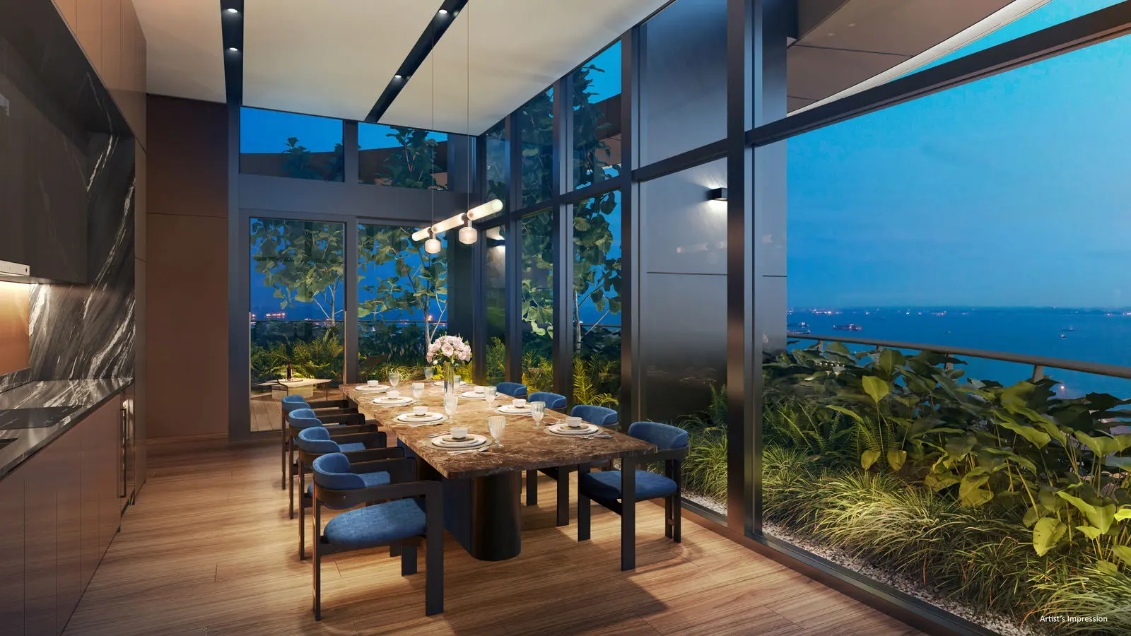 Vista Gourmet private dining facility at Newport Residences in Tanjong Pagar.