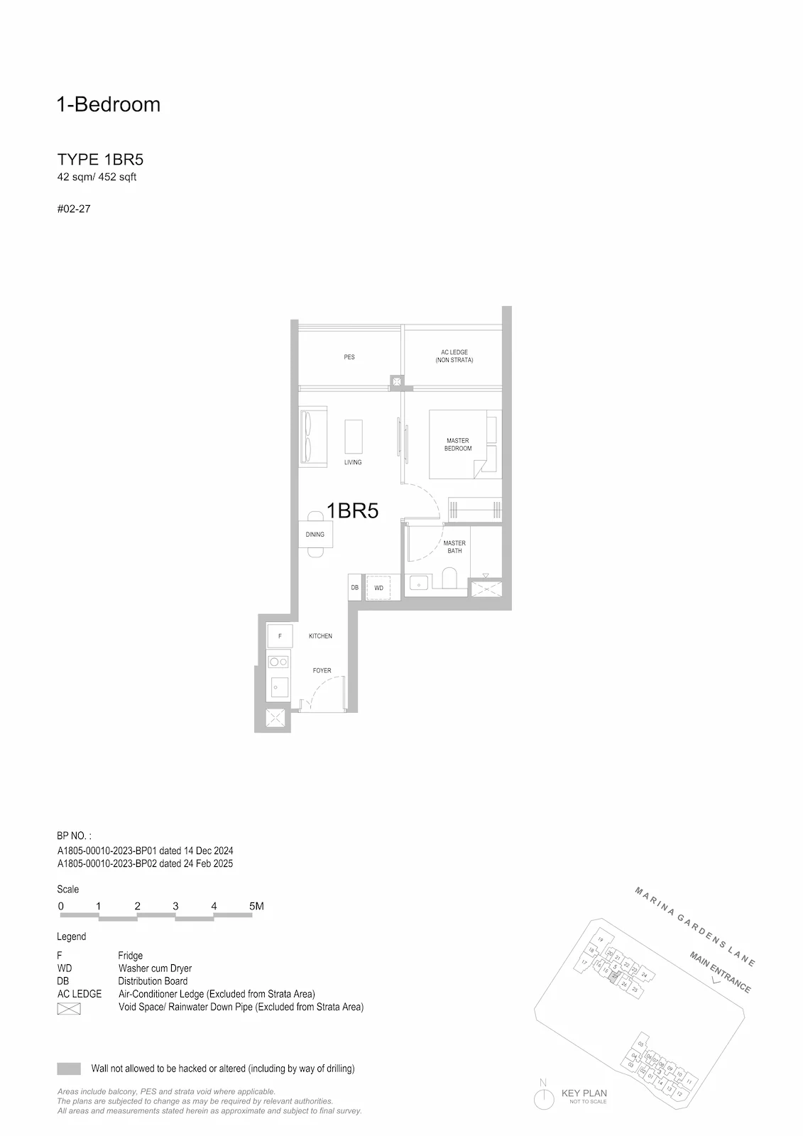 One Marina Gardens 1-Bedroom Type 1BR5 floor plan.