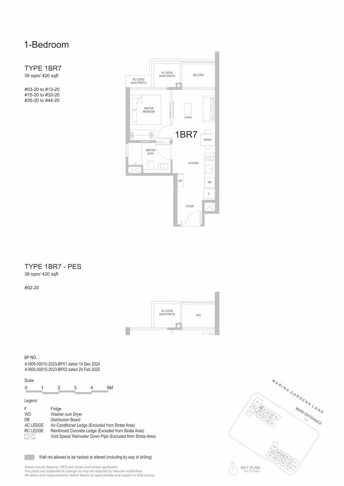 One Marina Gardens 1-Bedroom Type 1BR7 floor plan.