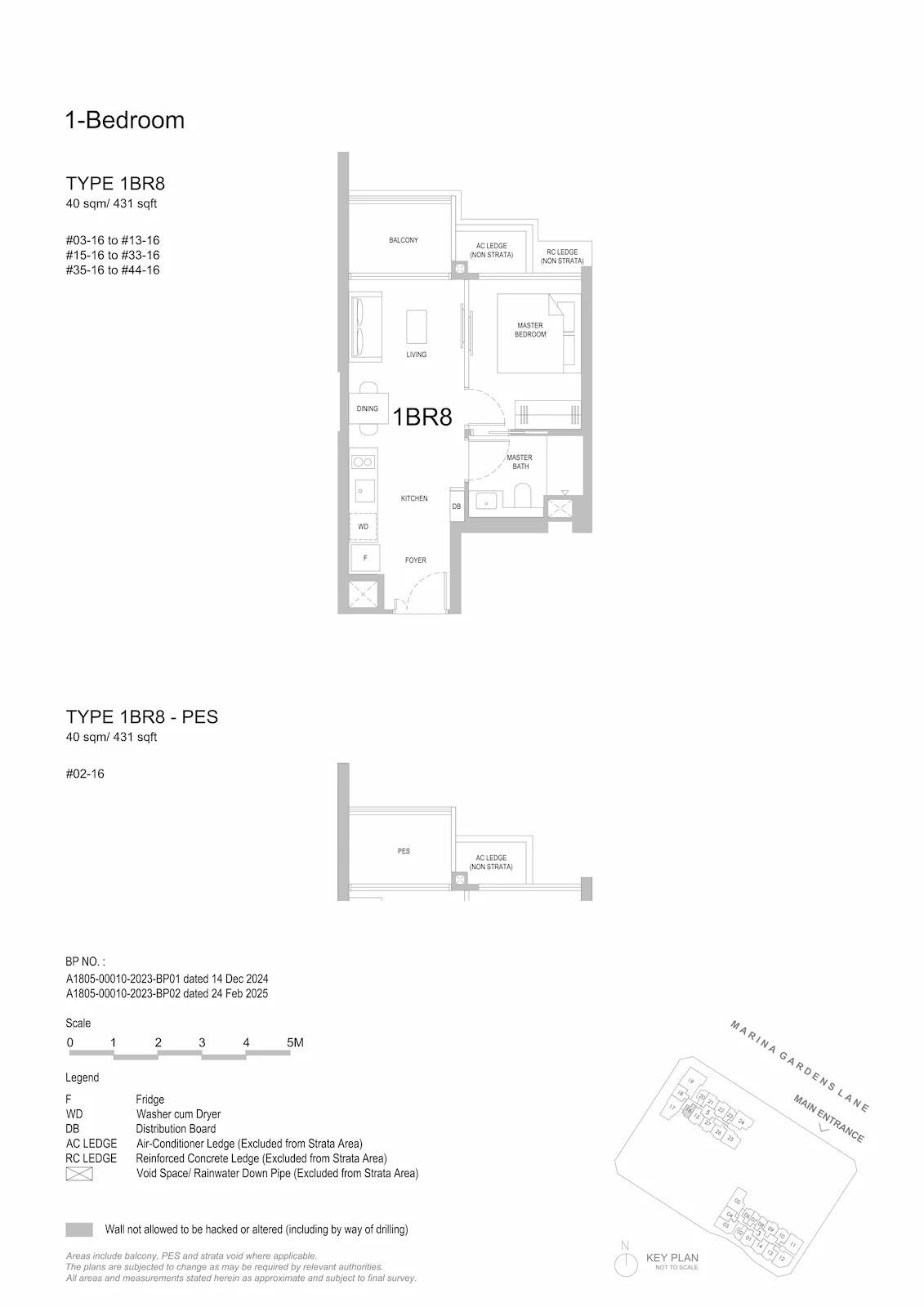 One Marina Gardens 1-Bedroom Type 1BR8 floor plan.