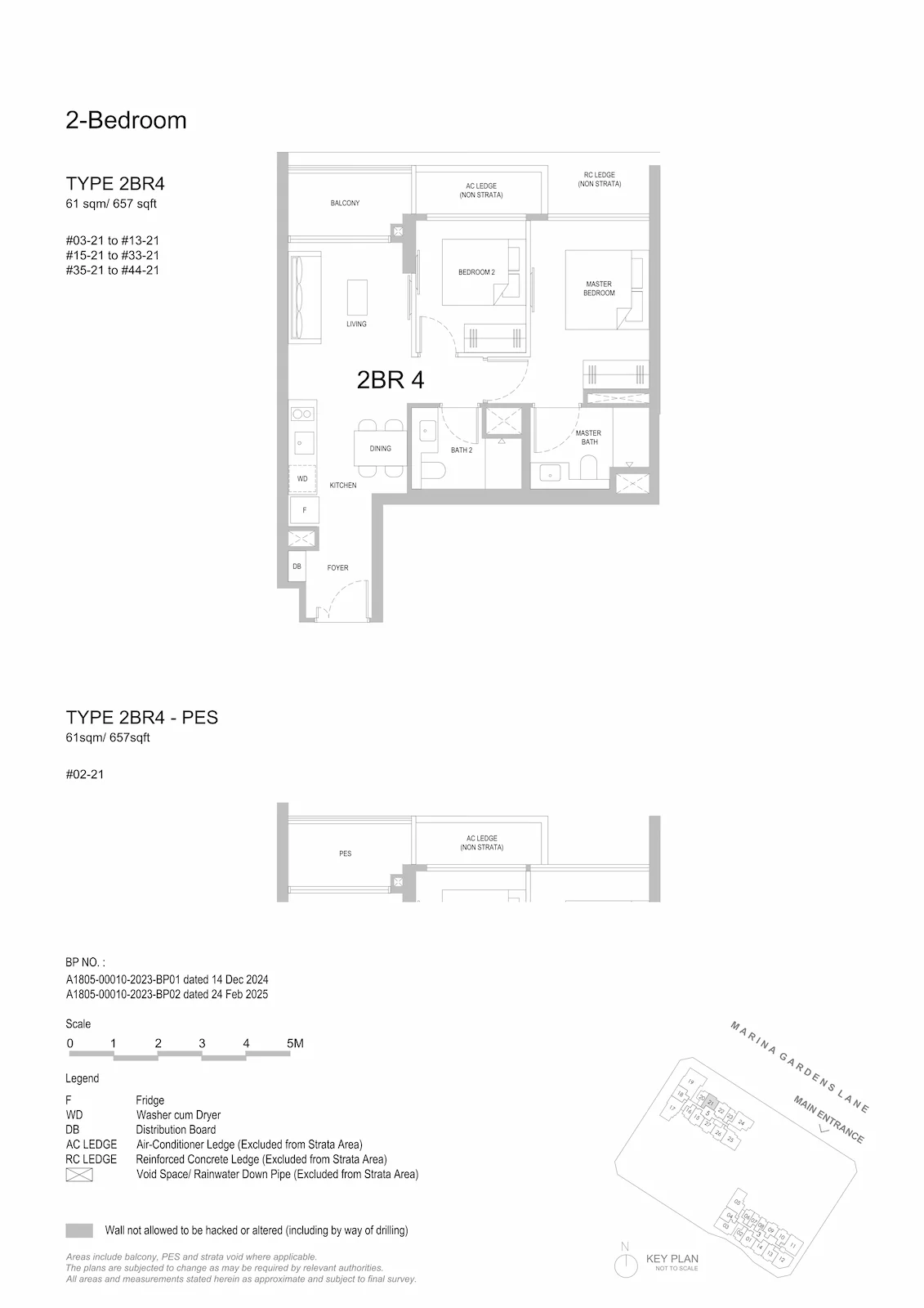 One Marina Gardens 2-Bedroom Type 2BR4 floor plan.