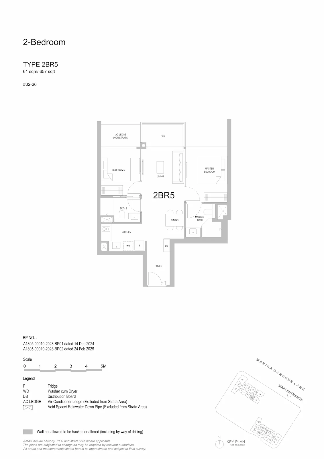 One Marina Gardens 2-Bedroom Type 2BR5 floor plan.