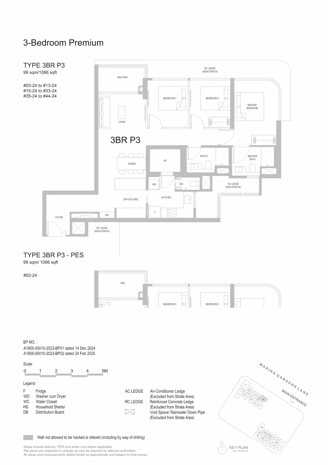 One Marina Gardens 3-Bedroom Premium Type 3BRP3 floor plan.
