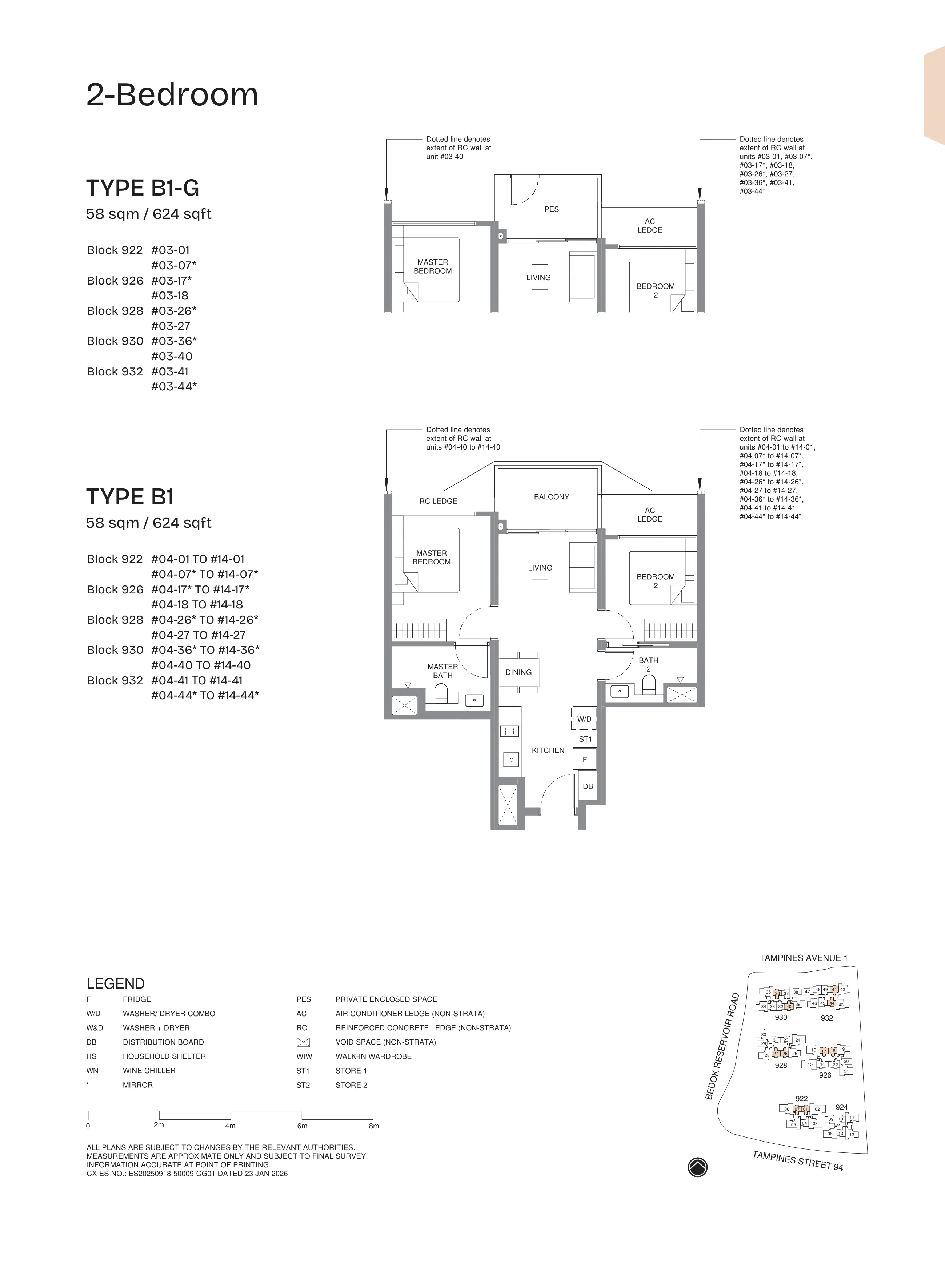 Pinery Residences 2-Bedroom Type B1 floor plan.