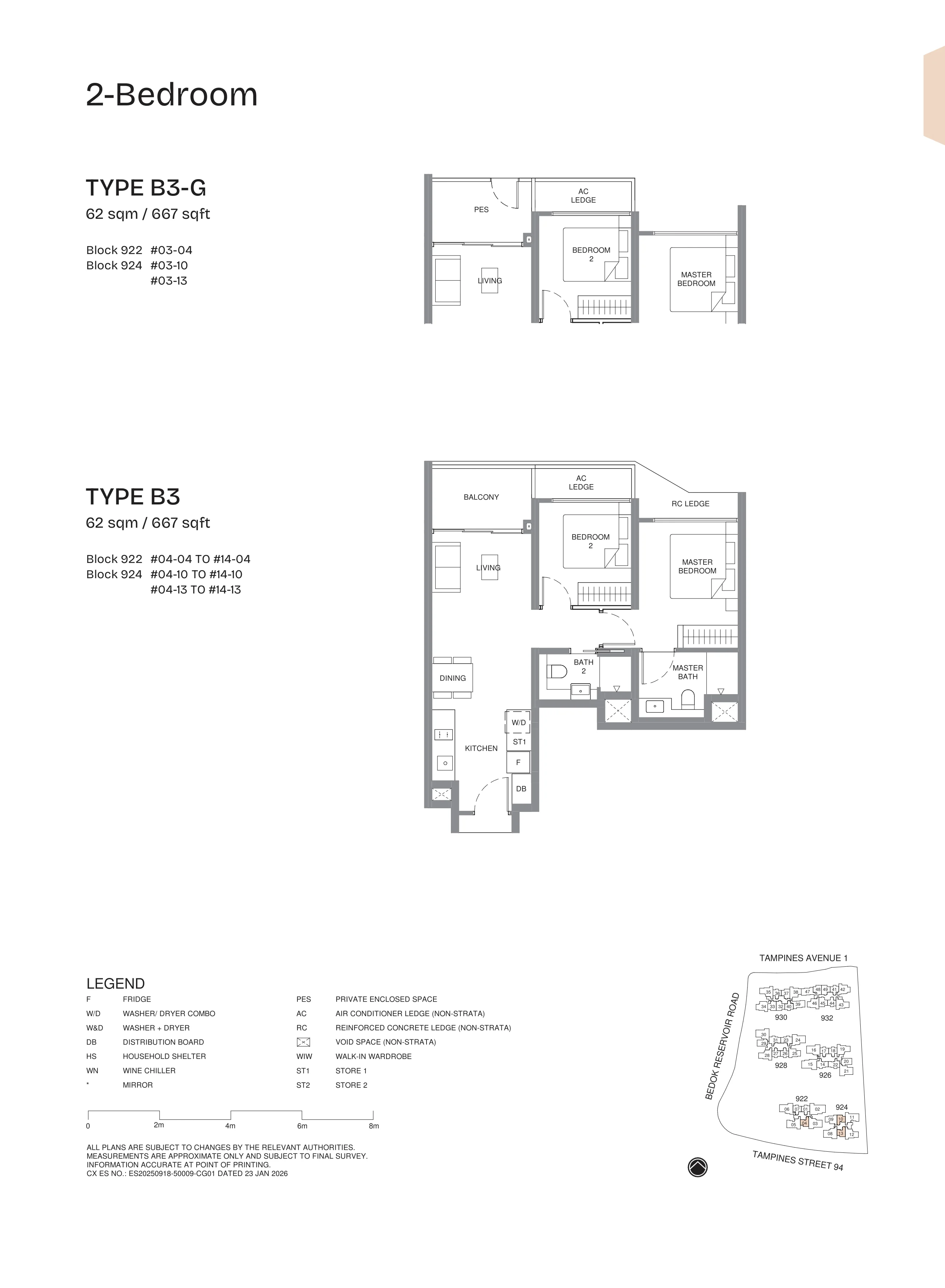 Pinery Residences 2-Bedroom Type B3 floor plan.