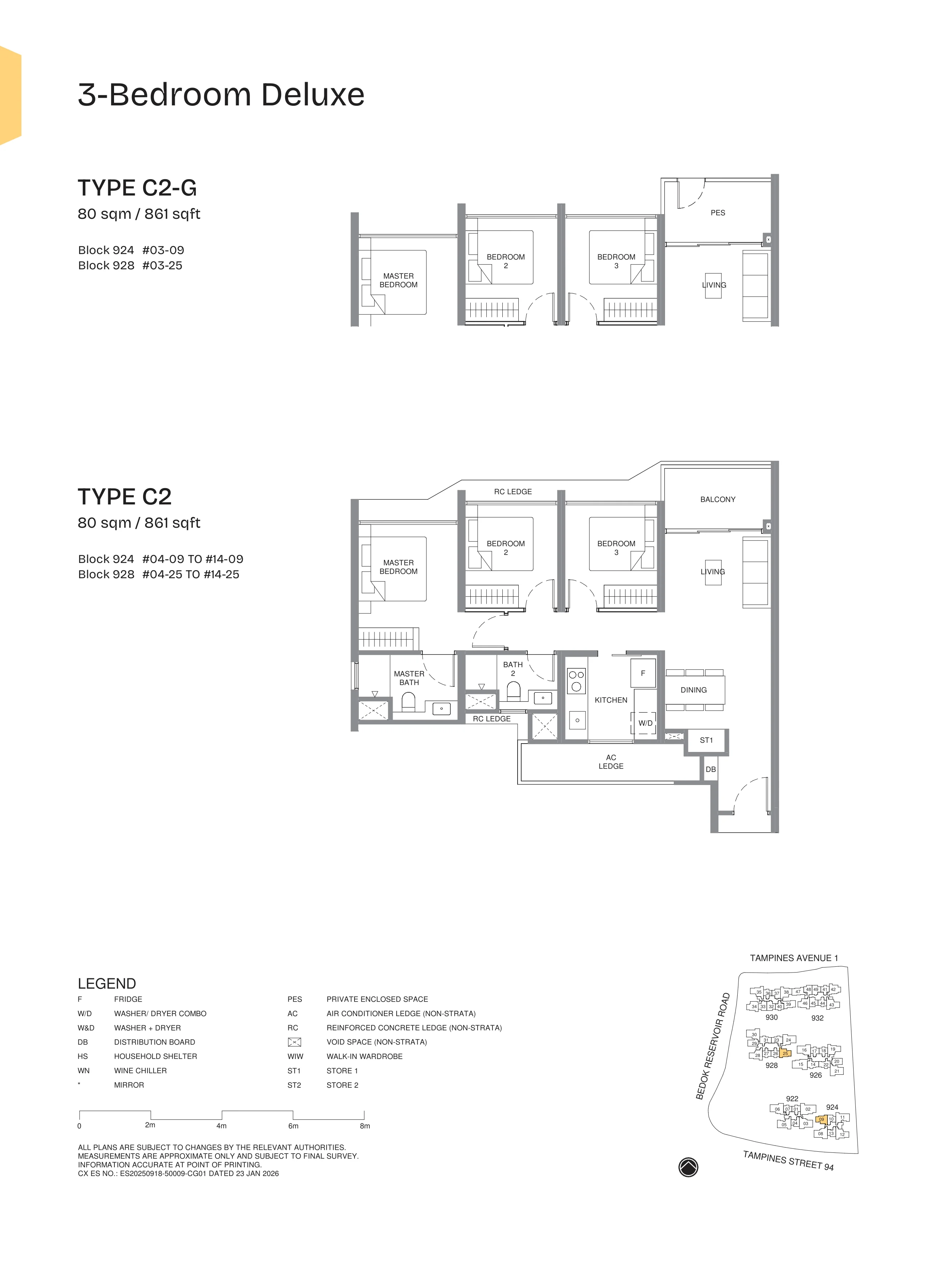Pinery Residences 3-Bedroom Deluxe Type C2 floor plan.
