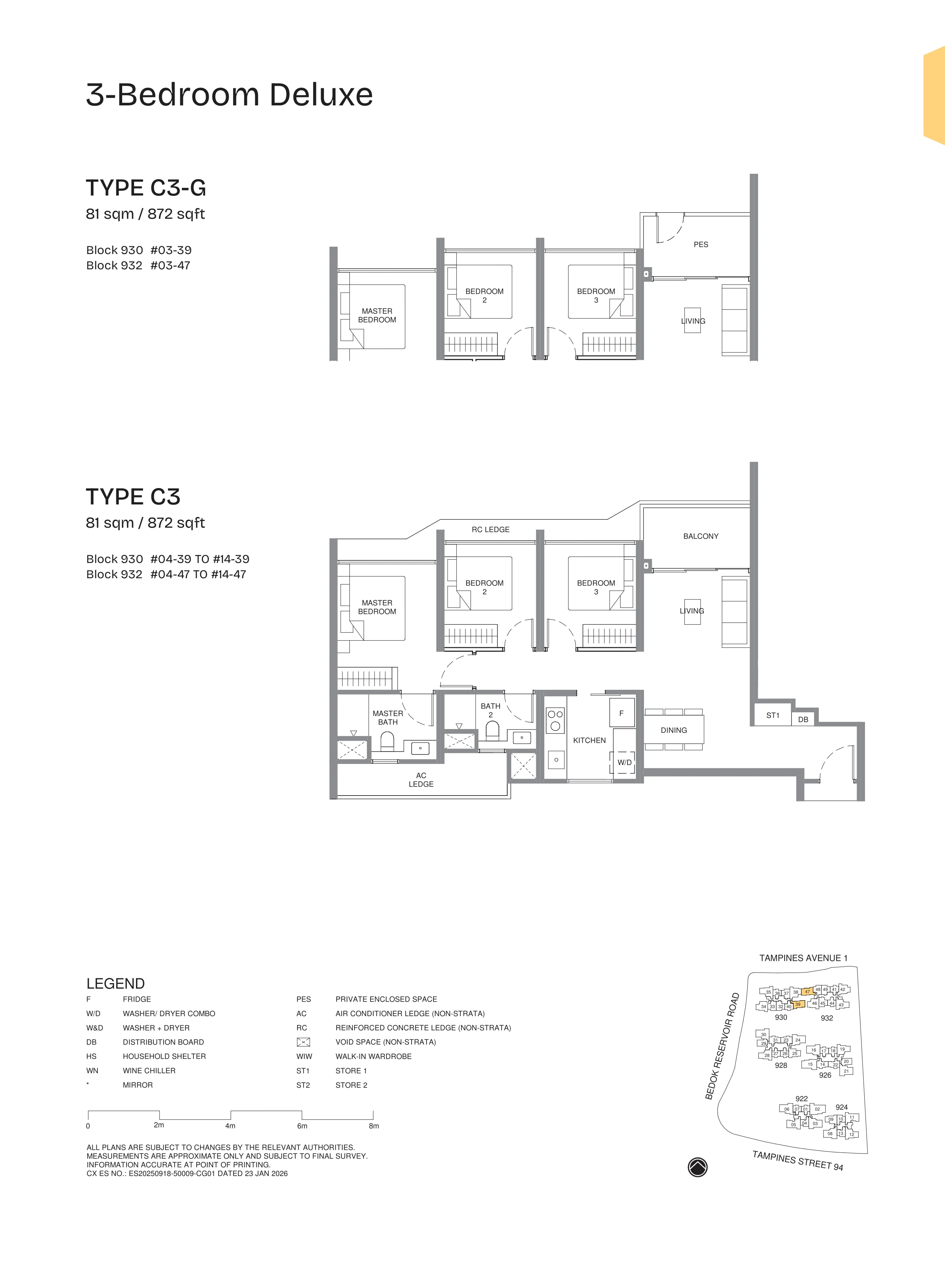 Pinery Residences 3-Bedroom Deluxe Type C3 floor plan.