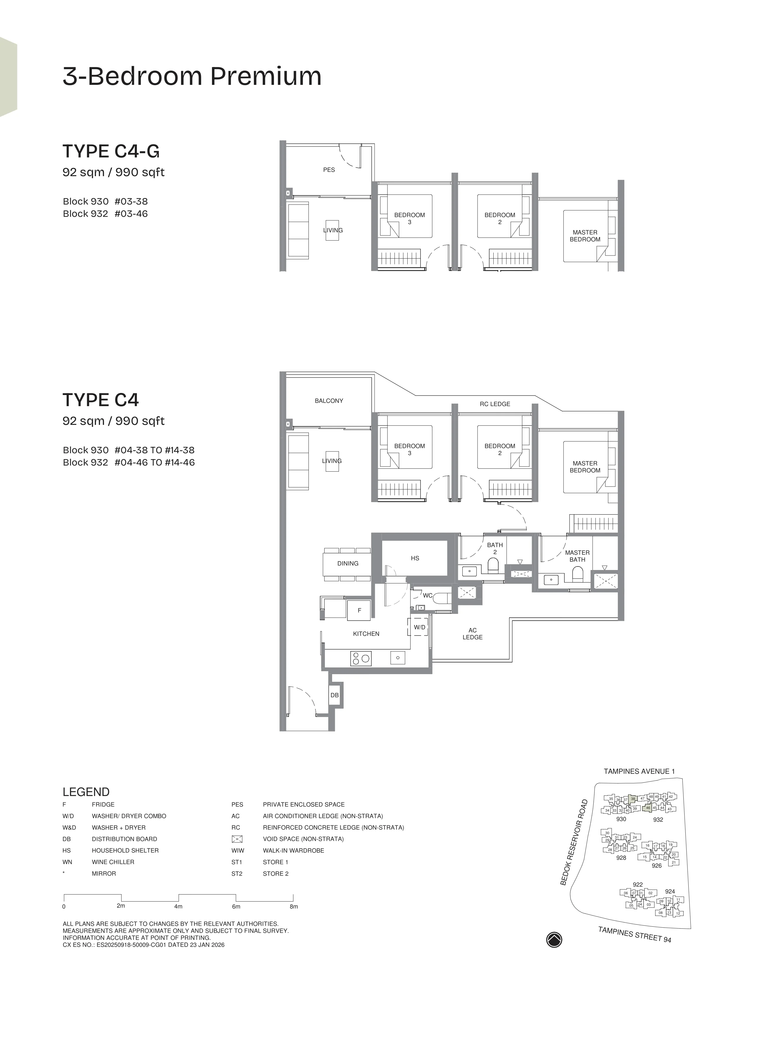 Pinery Residences 3-Bedroom Premium Type C4 floor plan.