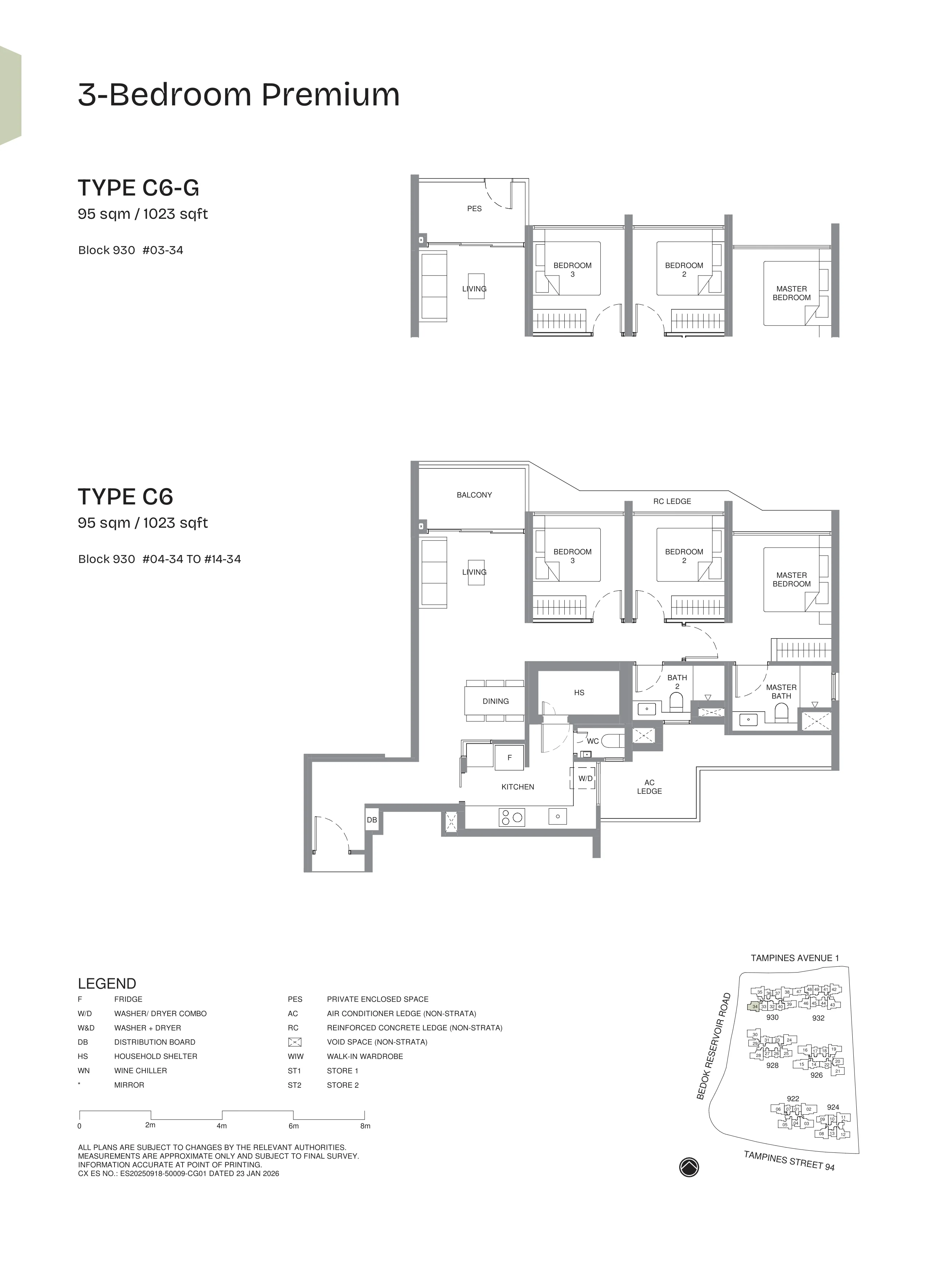 Pinery Residences 3-Bedroom Premium Type C6 floor plan.
