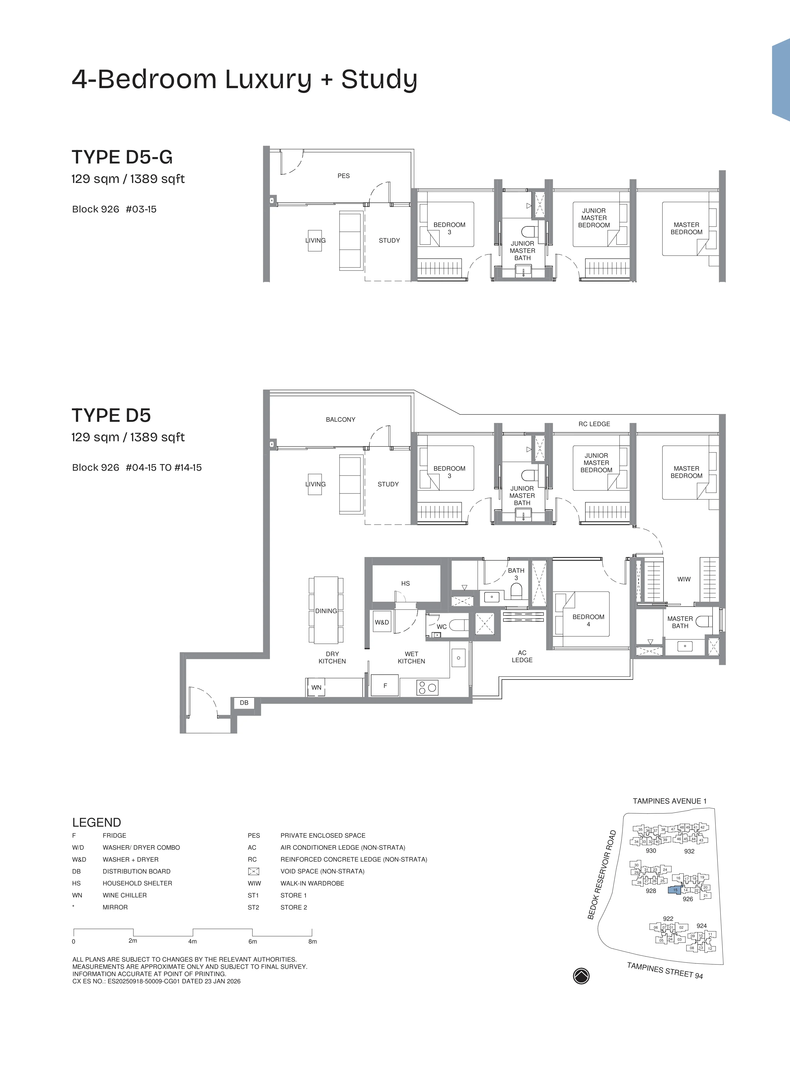 Pinery Residences 4-Bedroom Luxury plus Study Type D5 floor plan.
