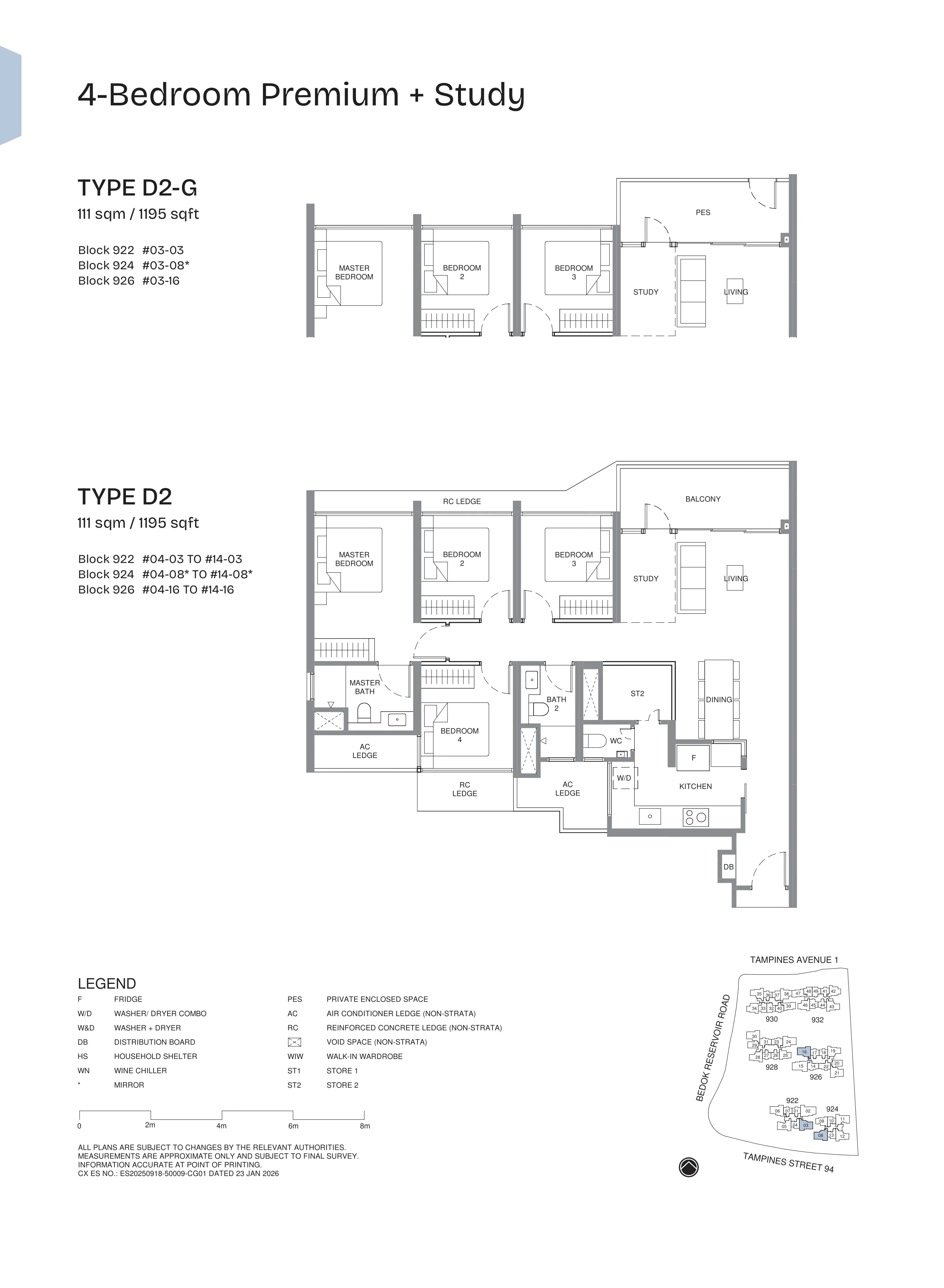 Pinery Residences 4-Bedroom Premium plus Study Type D2 floor plan.