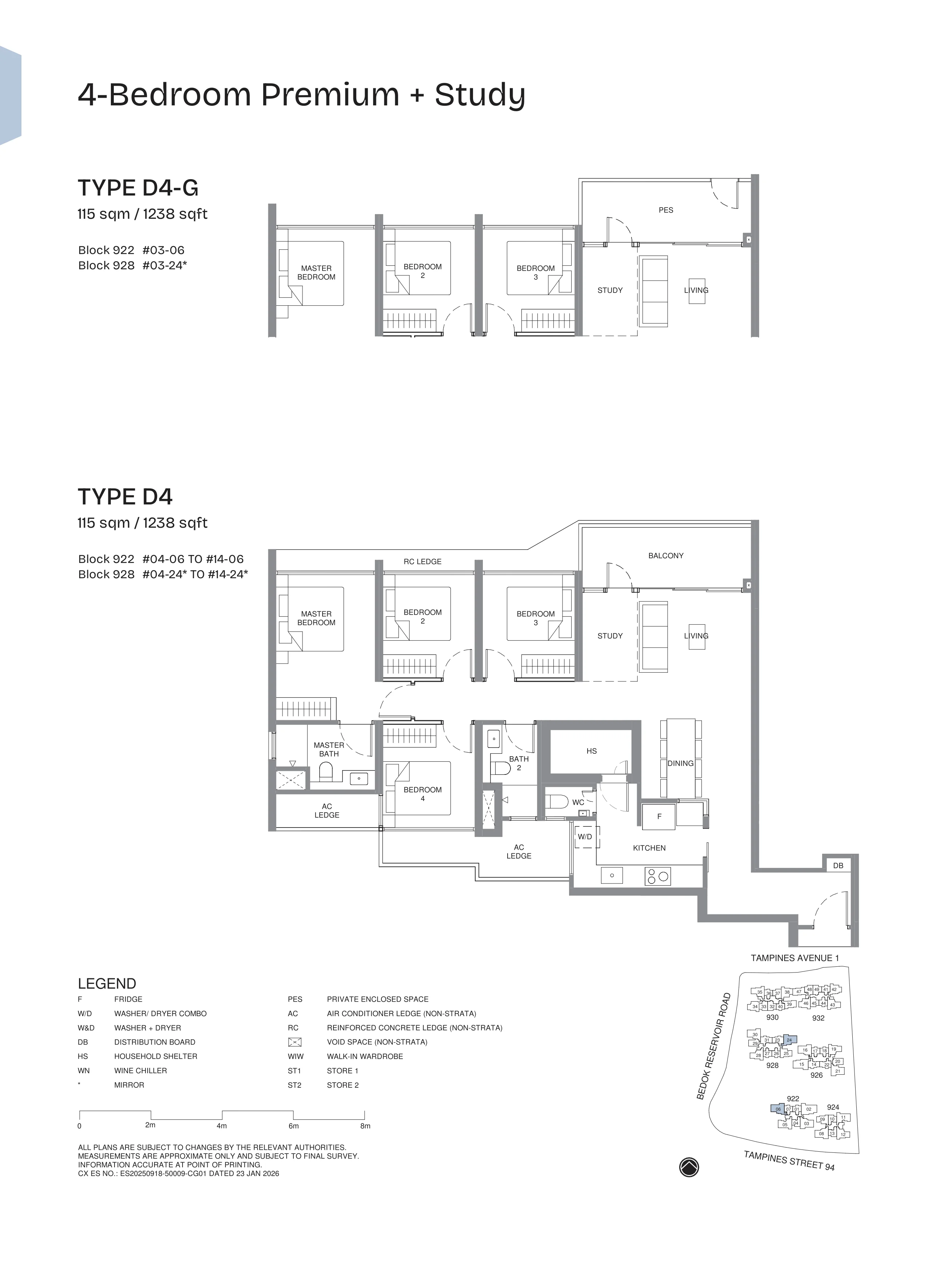 Pinery Residences 4-Bedroom Premium plus Study Type D4 floor plan.