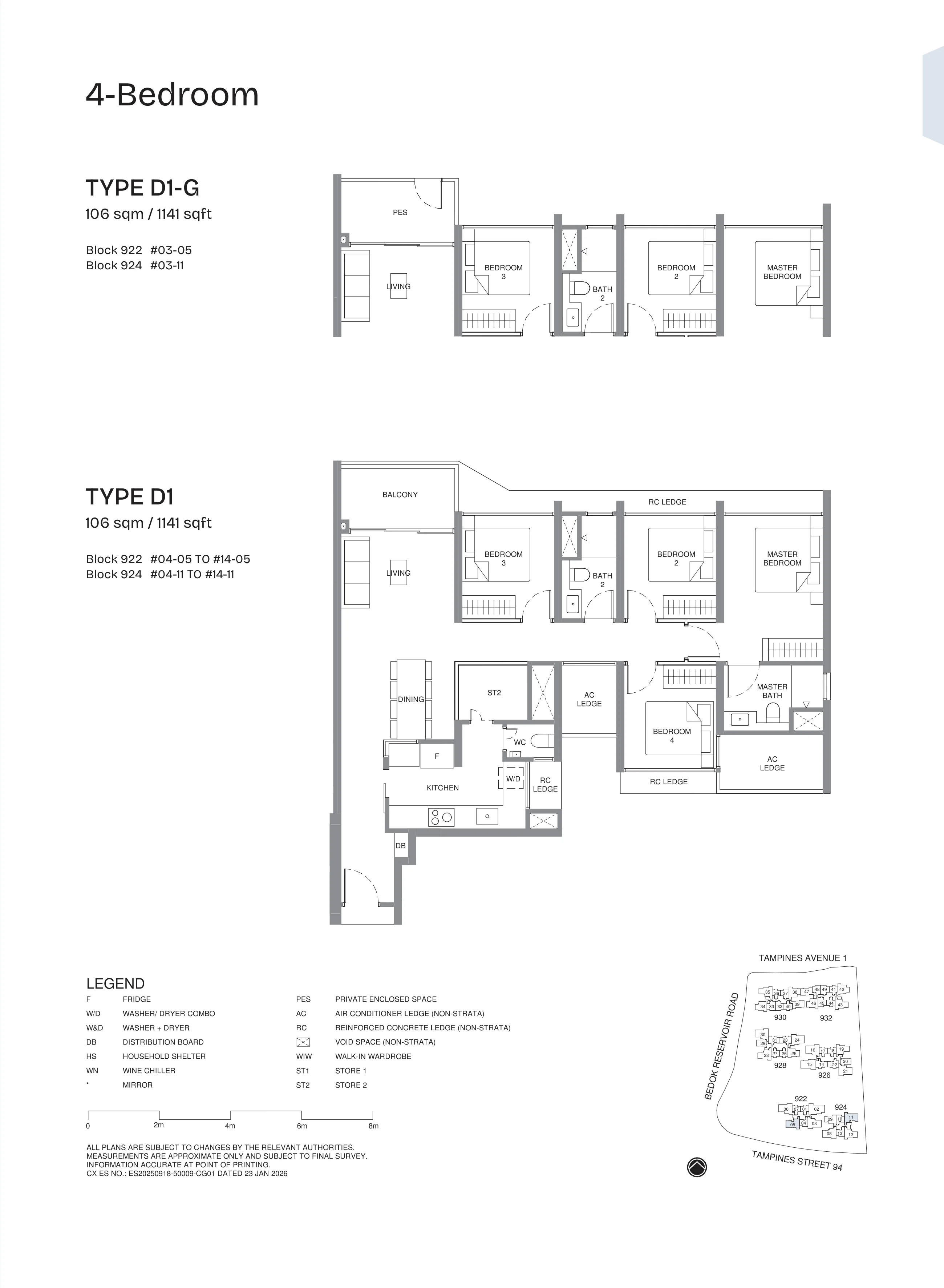 Pinery Residences 4-Bedroom Type D1 floor plan.