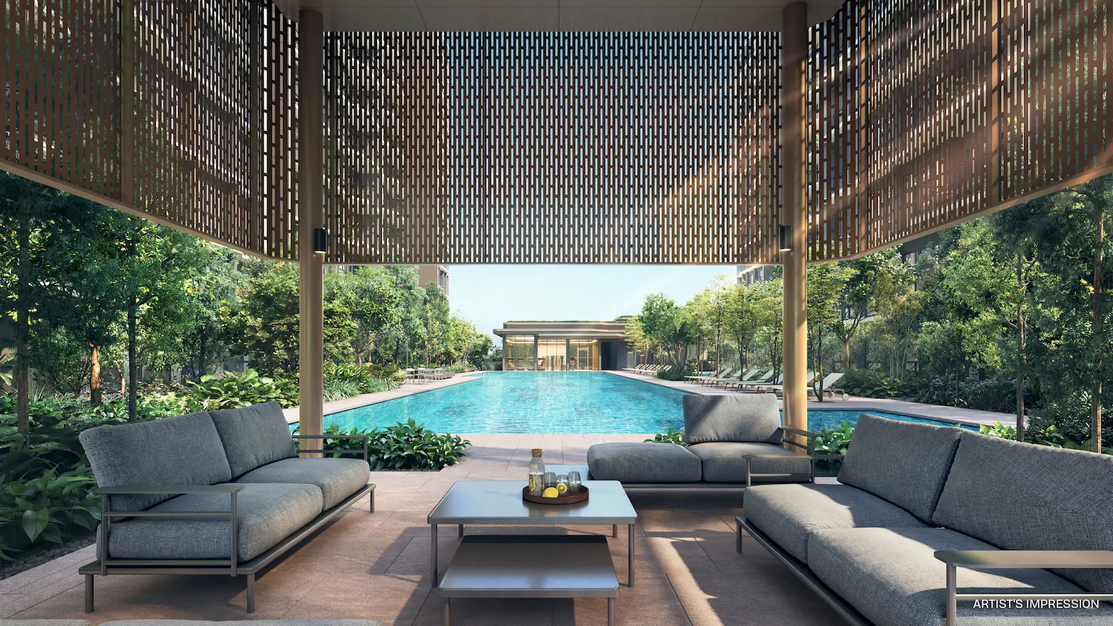 Artist impression of the 50-meter lap pool at Pinery Residences.