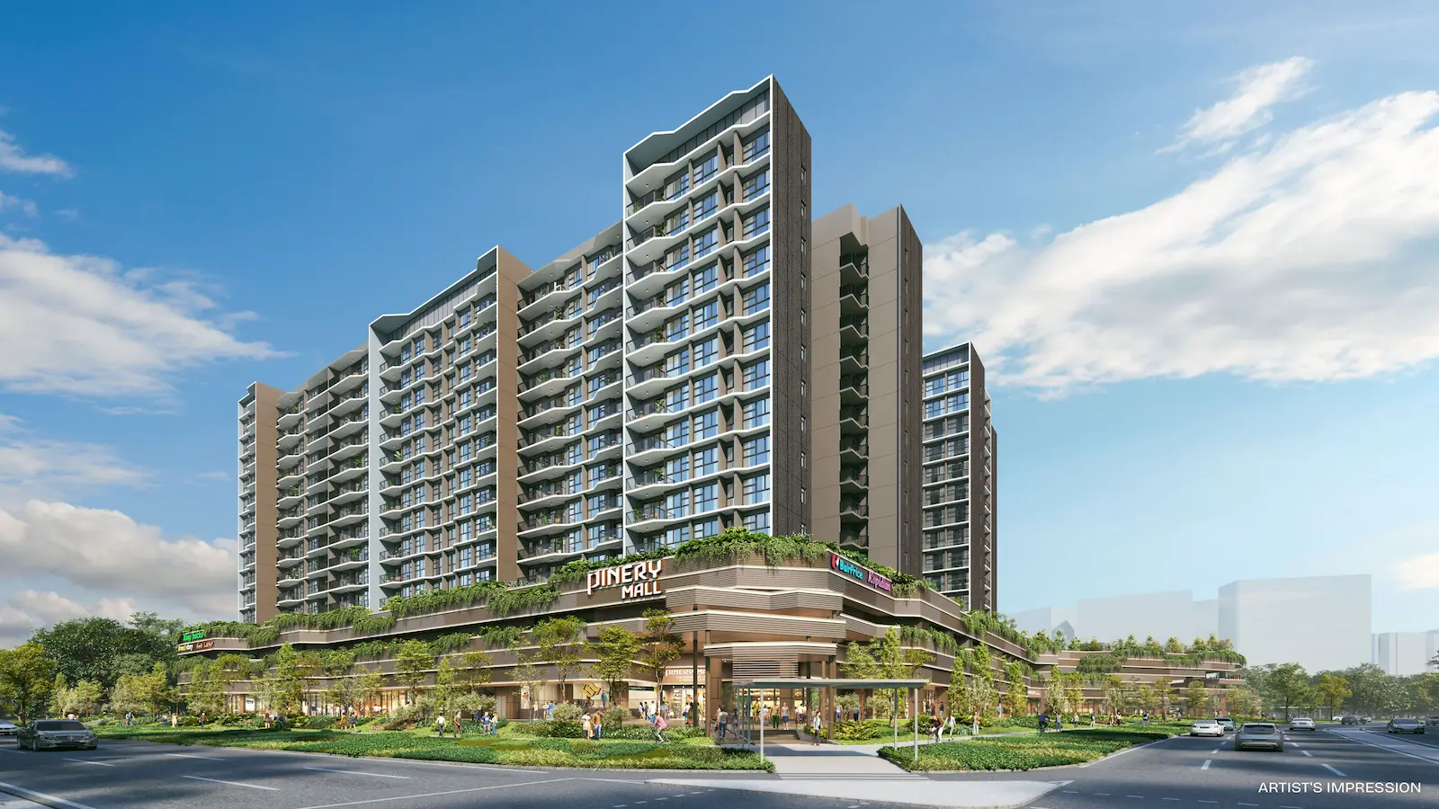 Artist impression of the exterior architectural facade at Pinery Residences.