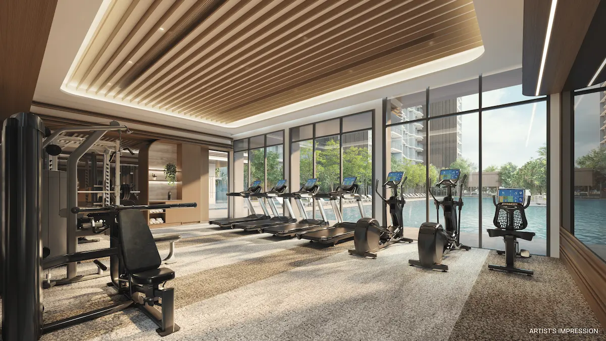 Artist impression of the indoor gymnasium at Pinery Residences.