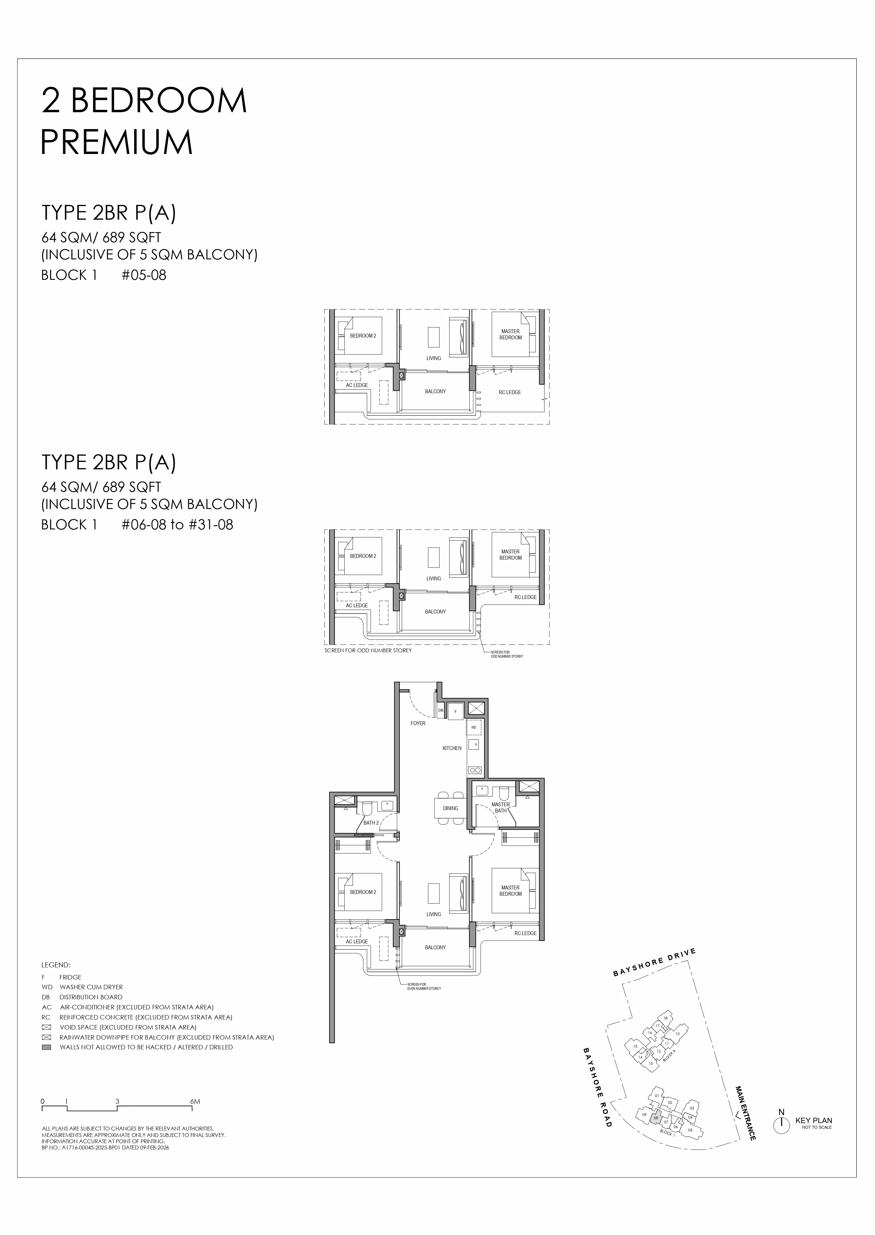 Floor plan layout for Vela Bay 2 Bedroom Premium Type 2BR PA.