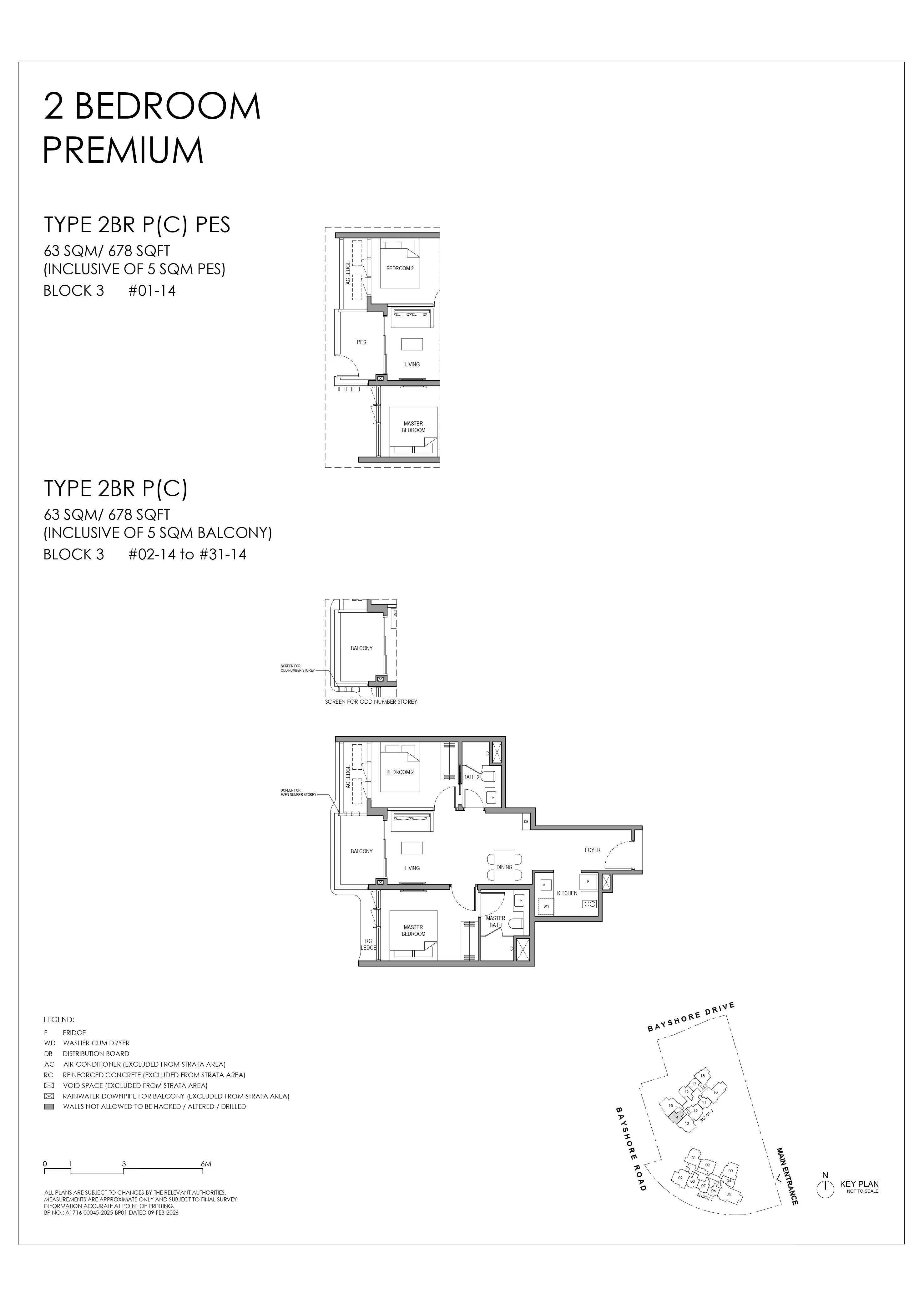 Floor plan layout for Vela Bay 2 Bedroom Premium Type 2BR PC.