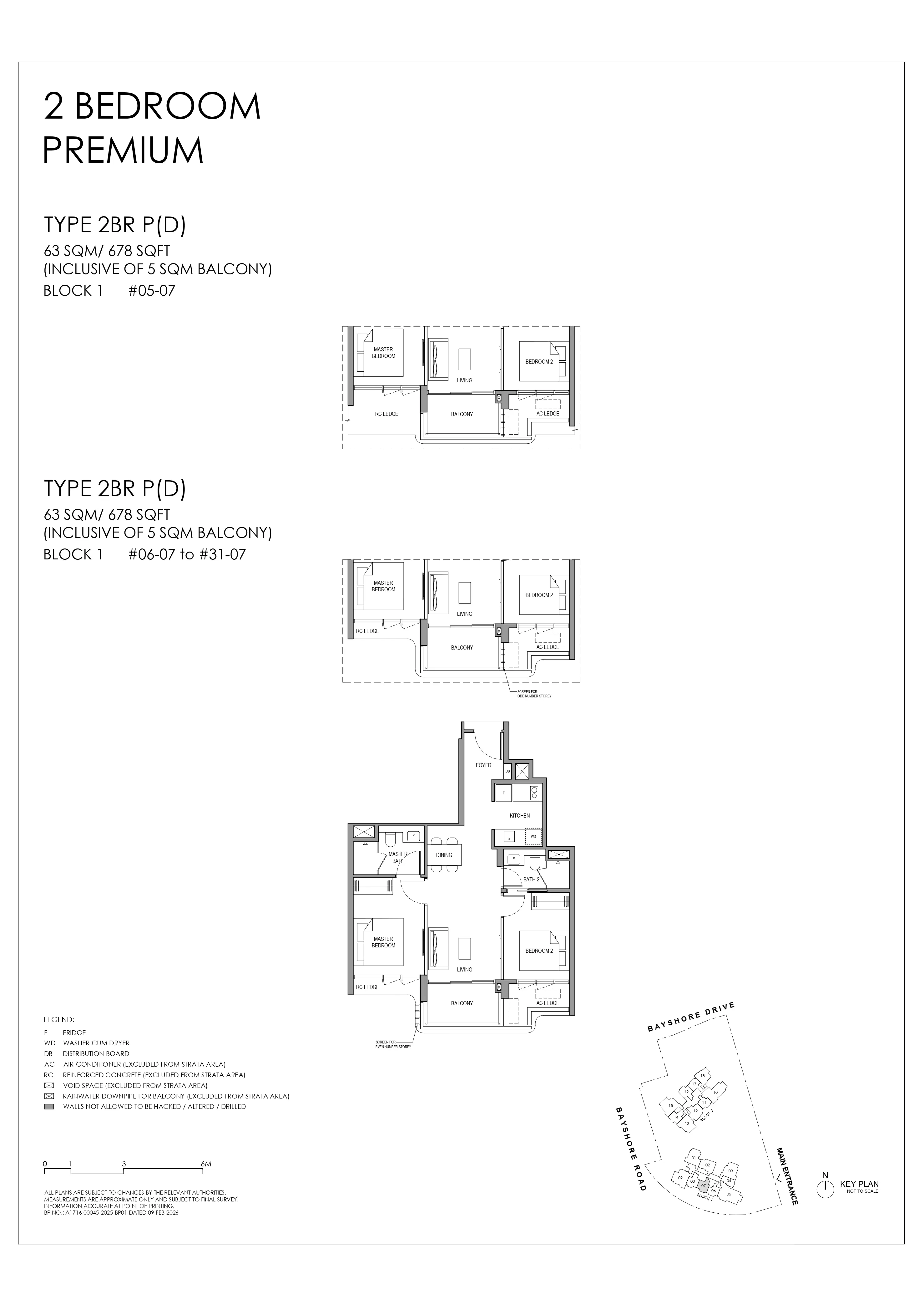 Floor plan layout for Vela Bay 2 Bedroom Premium Type 2BR PD.