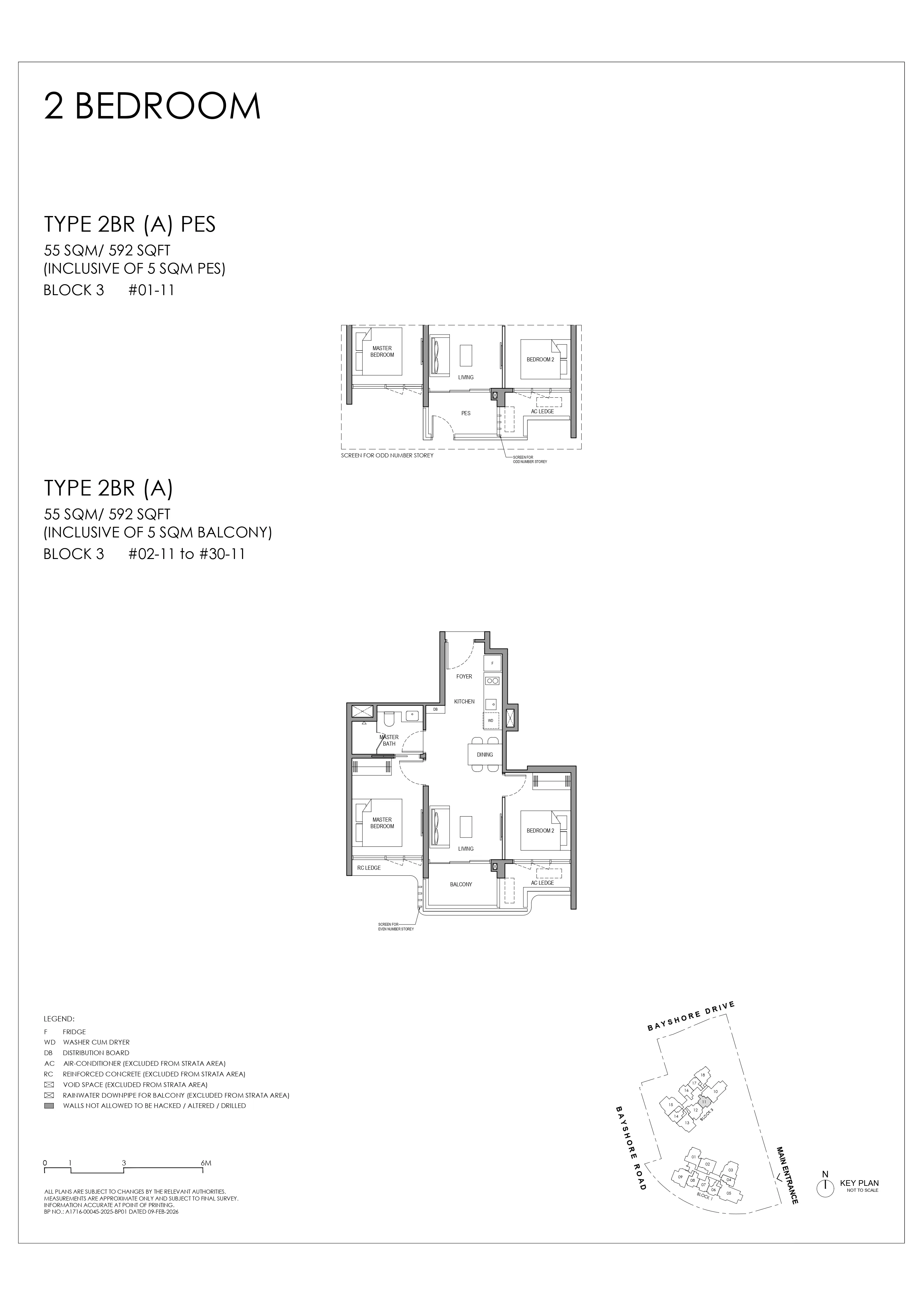 Floor plan layout for Vela Bay 2 Bedroom Type 2BR A.