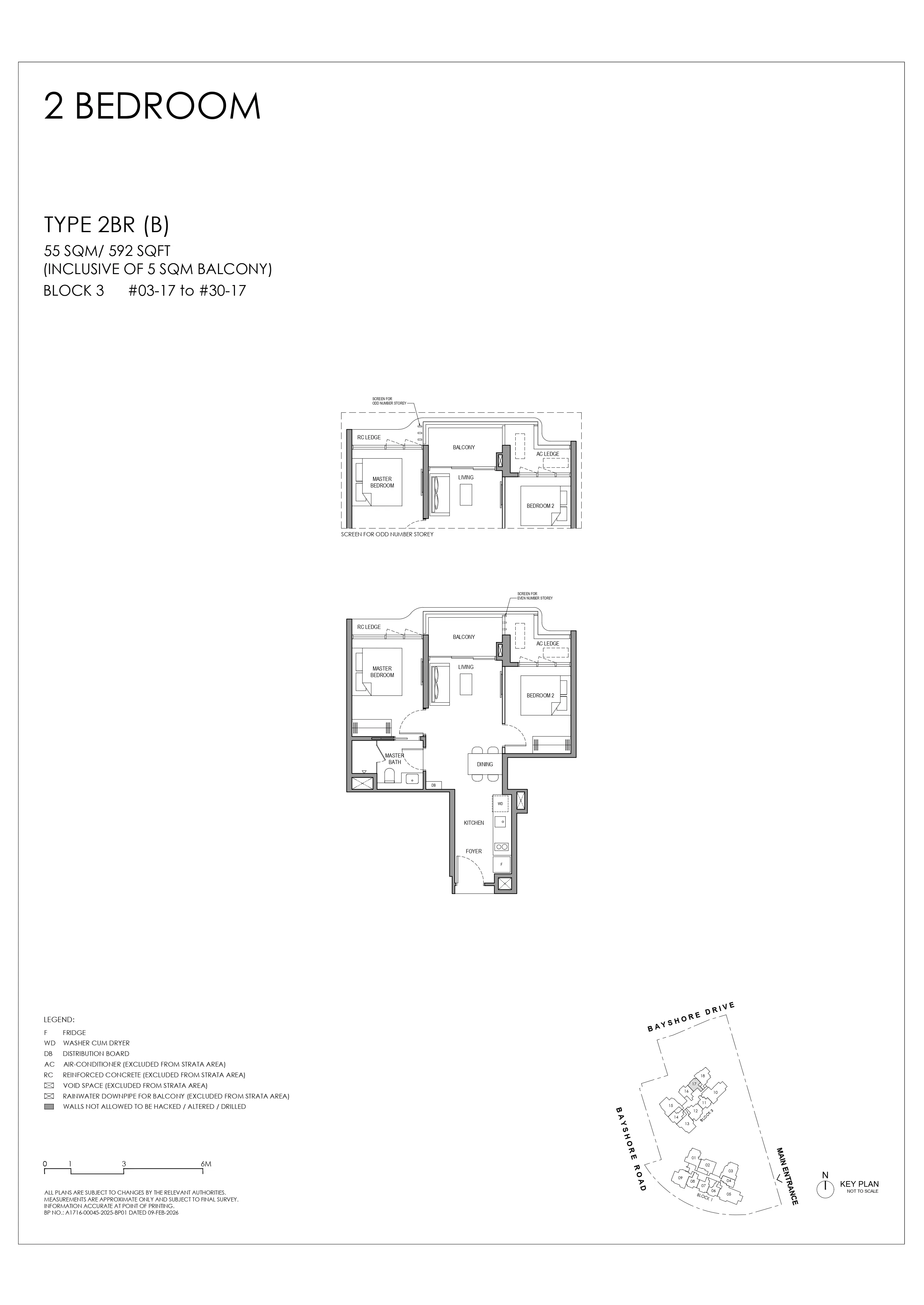 Floor plan layout for Vela Bay 2 Bedroom Type 2BR B.