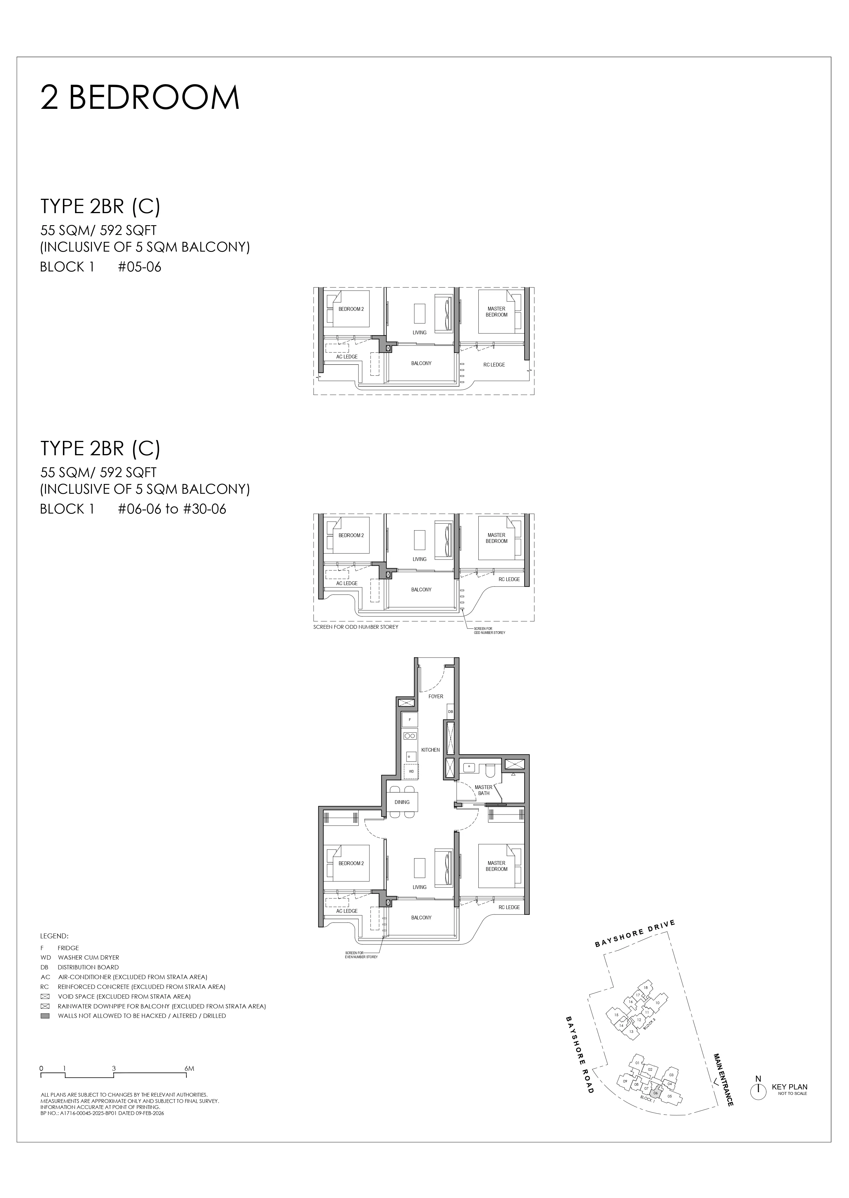 Floor plan layout for Vela Bay 2 Bedroom Type 2BR C.