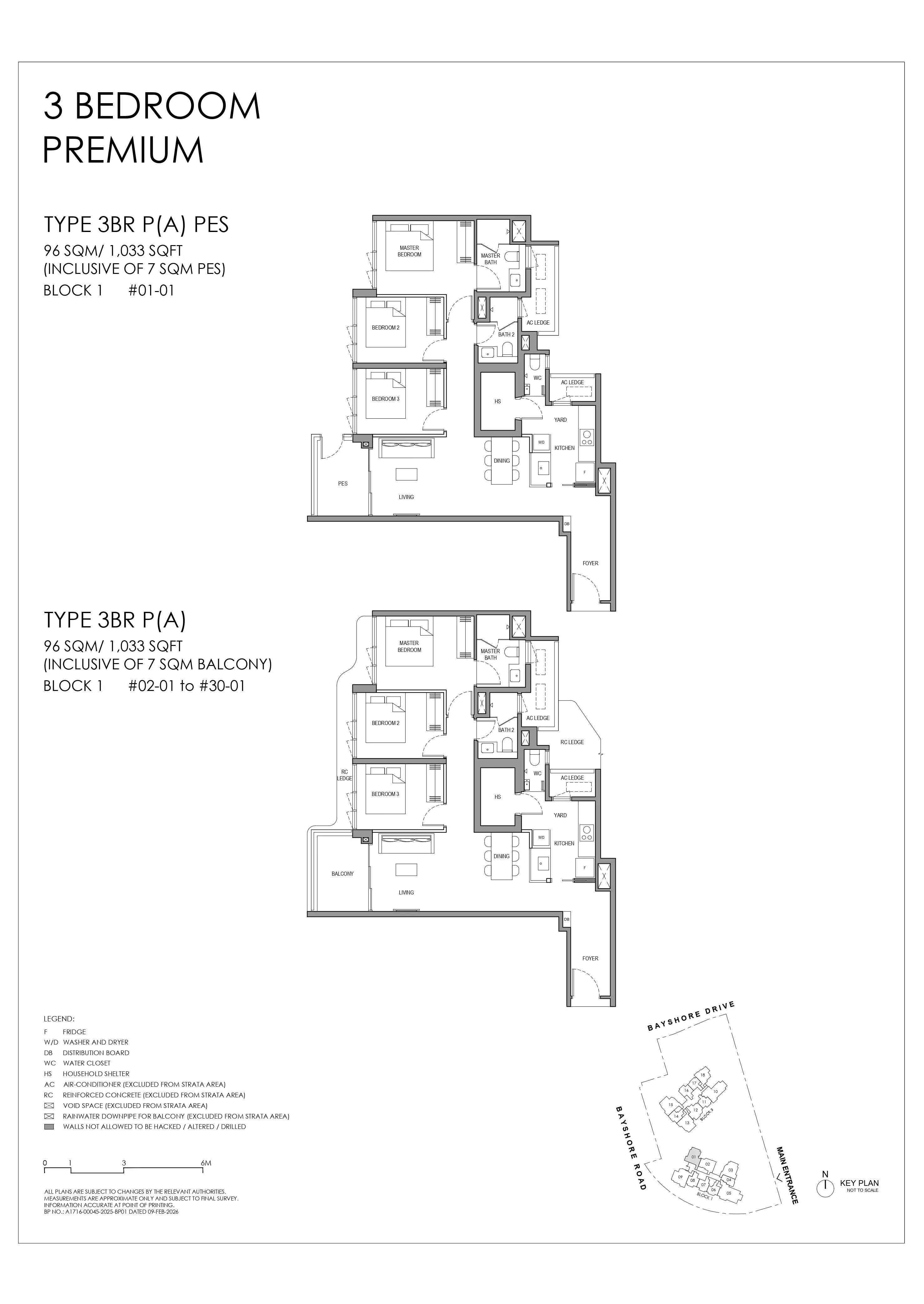 Floor plan layout for Vela Bay 3 Bedroom Premium Type 3BR PA.