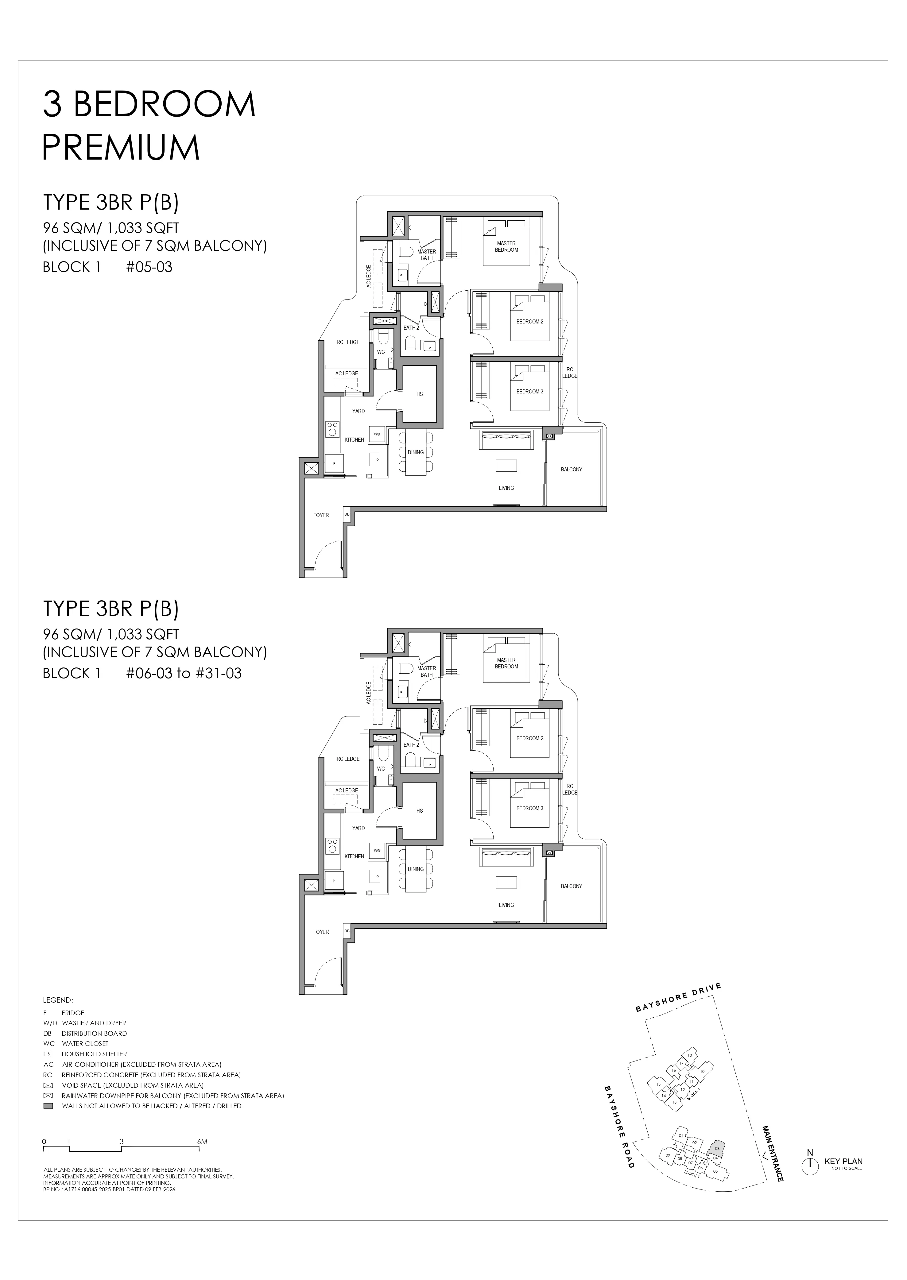 Floor plan layout for Vela Bay 3 Bedroom Premium Type 3BR PB.